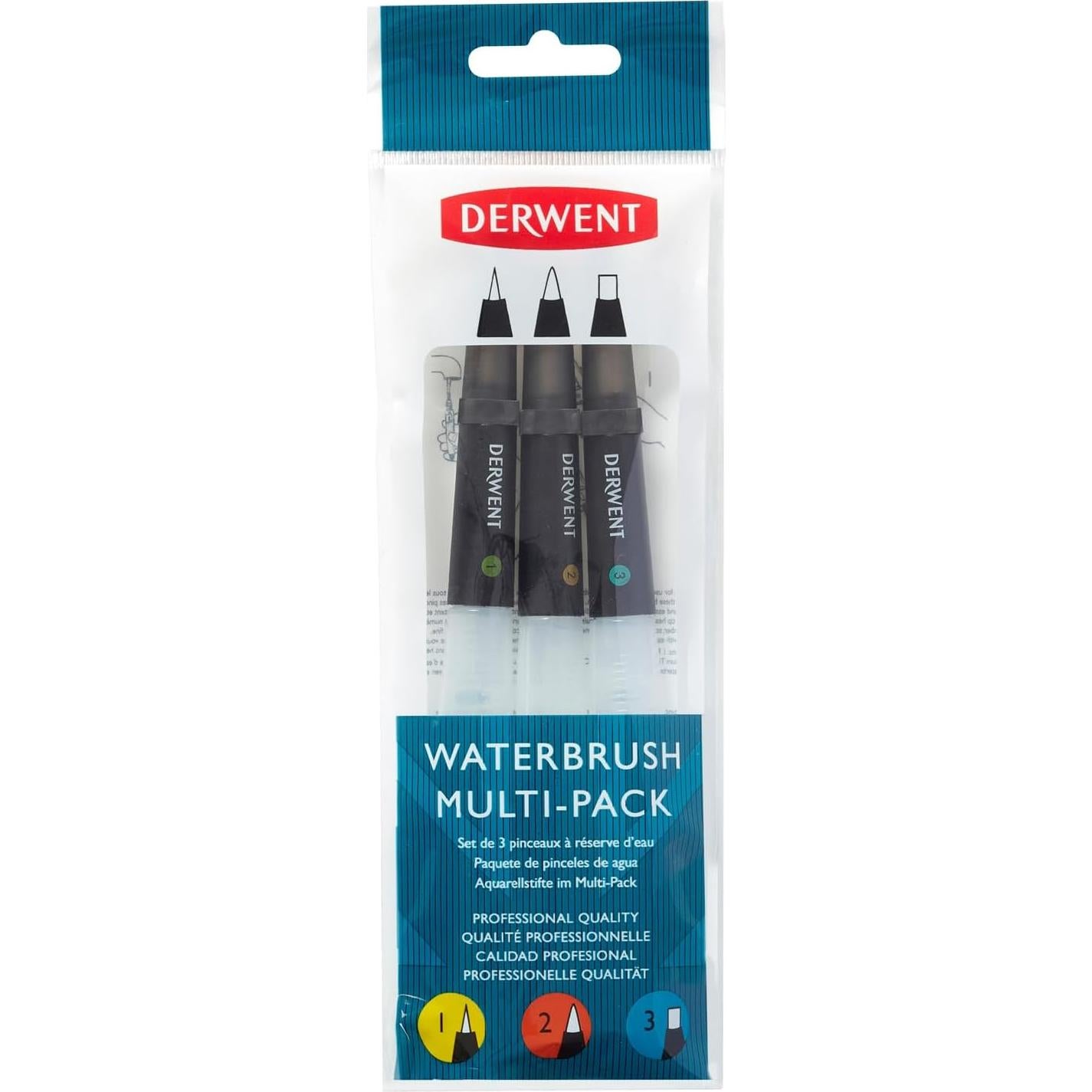 Juego de 3 Cepillos de Agua Derwent para Acuarela