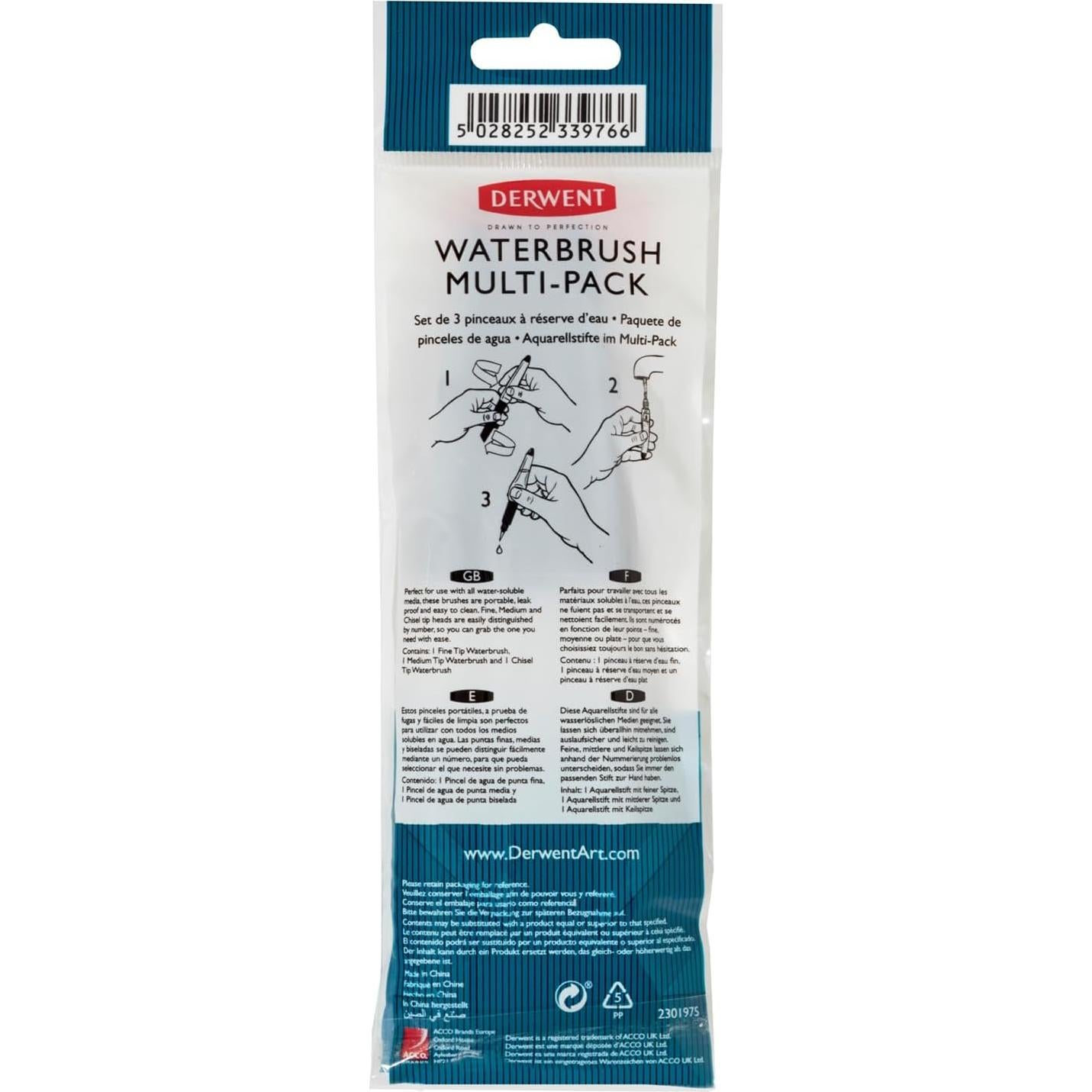 Juego de 3 Cepillos de Agua Derwent para Acuarela