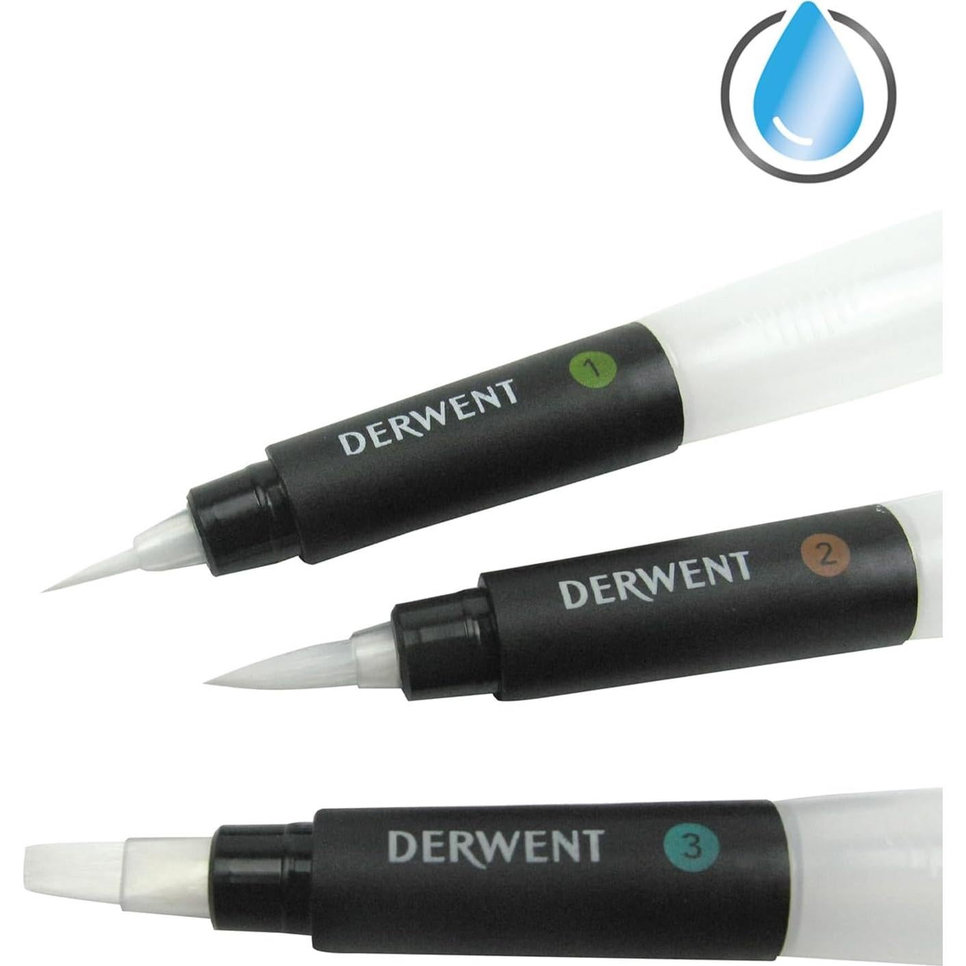 Juego de 3 Cepillos de Agua Derwent para Acuarela