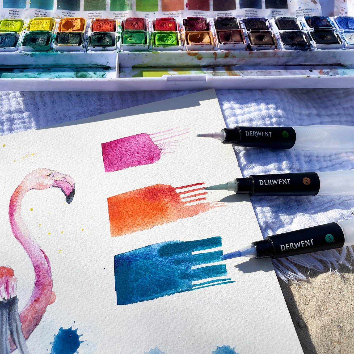Juego de 3 Cepillos de Agua Derwent para Acuarela