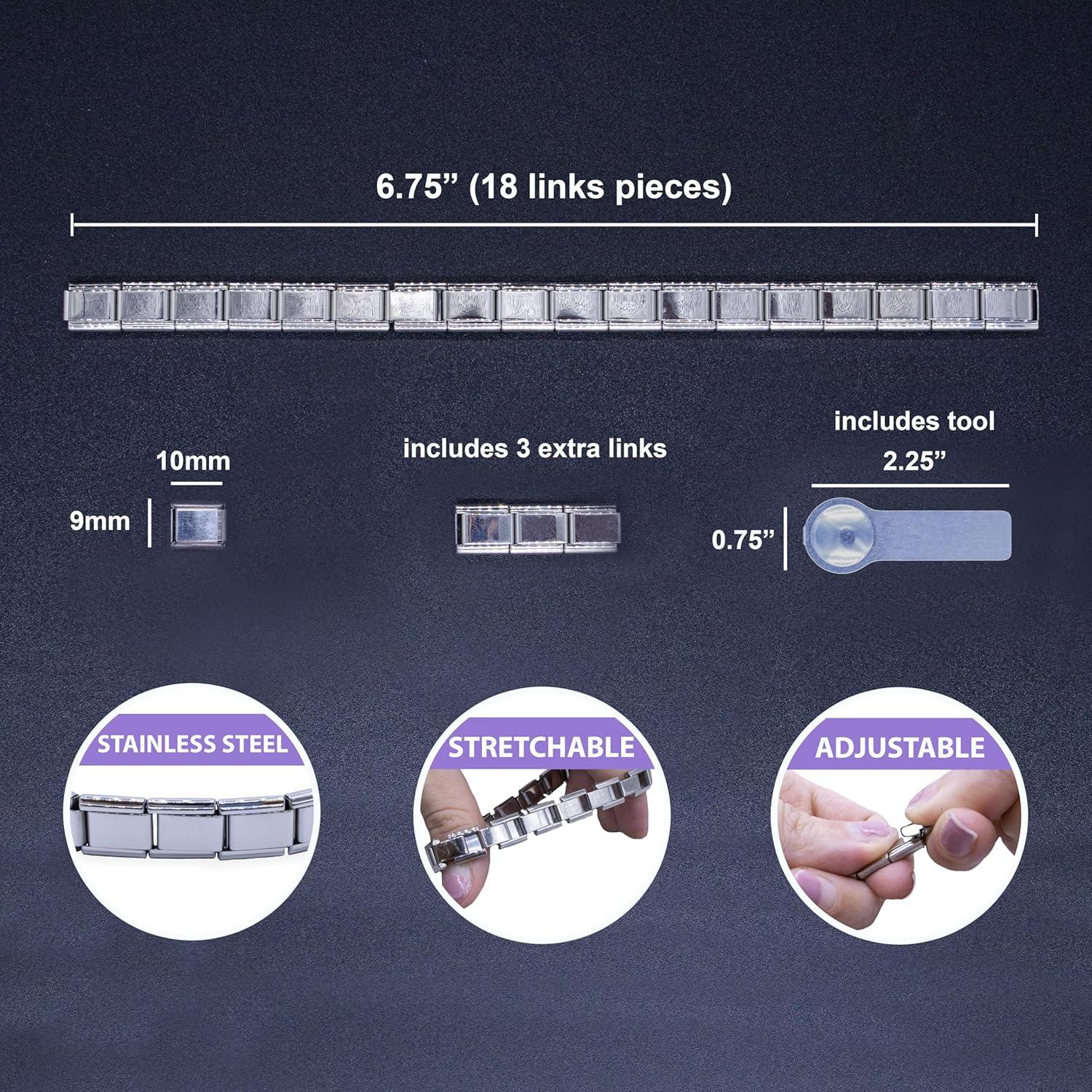 Pulsera de Encanto Italiana Fablinks de Acero Inoxidable 17.15 cm