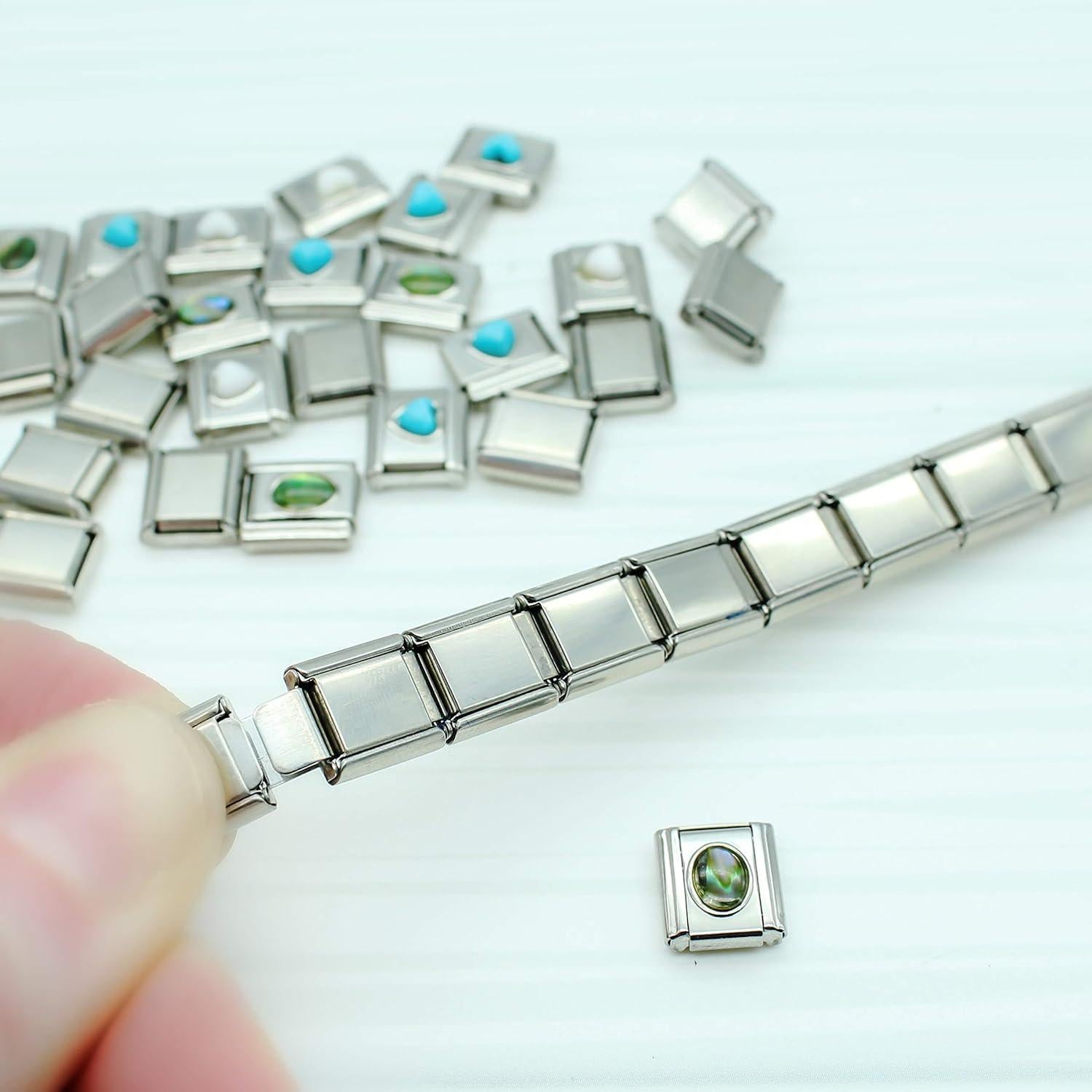 Pulsera de Encanto Italiana Fablinks de Acero Inoxidable 17.15 cm