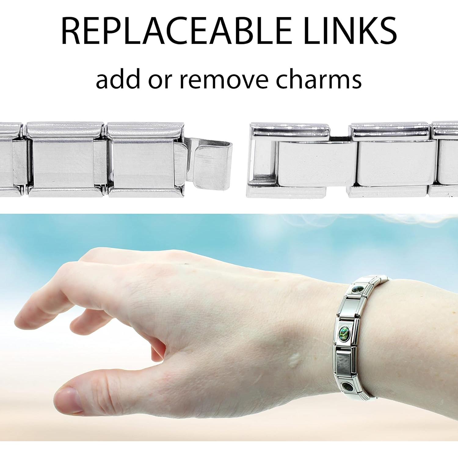 Pulsera de Encanto Italiana Fablinks de Acero Inoxidable 17.15 cm