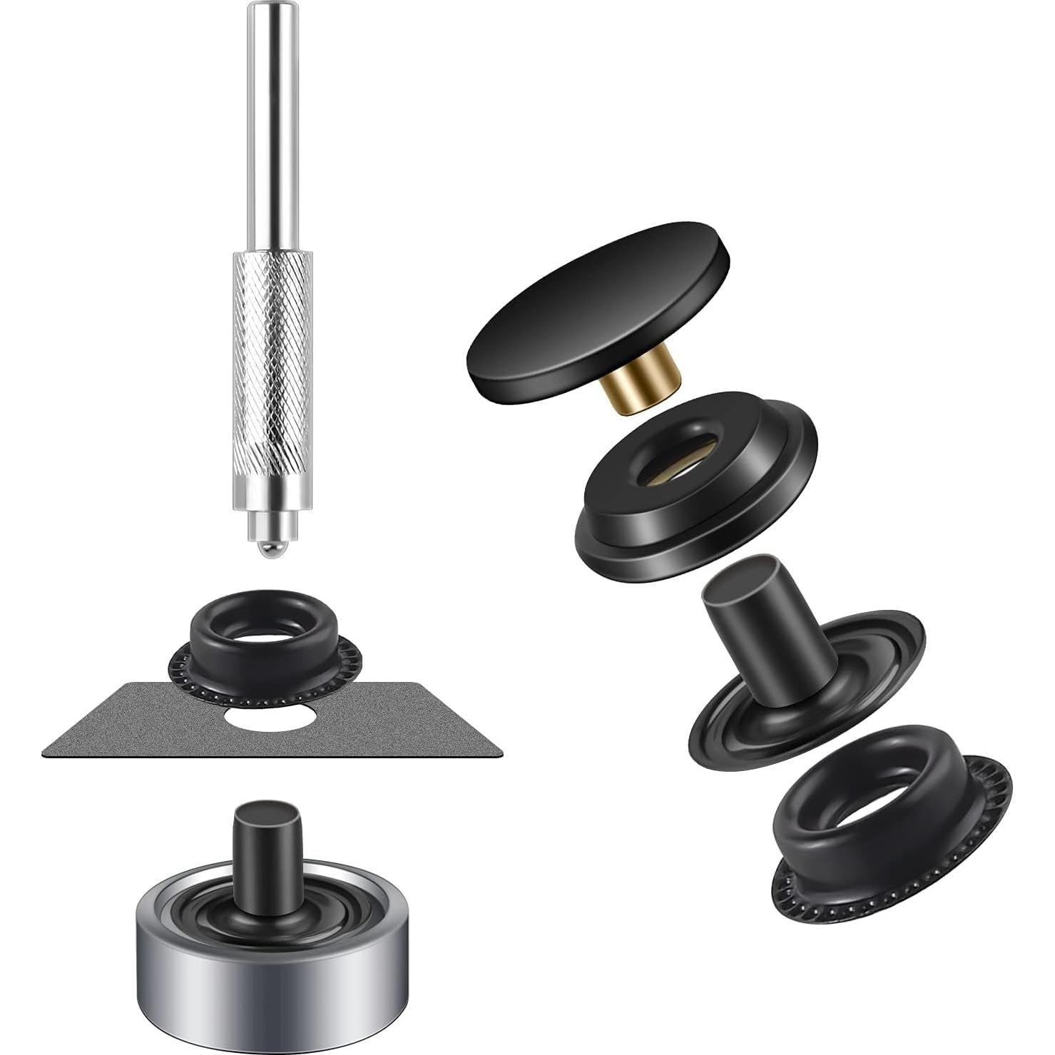 Kit de Broches a Presión Moocci 10 Juegos 15mm Negro