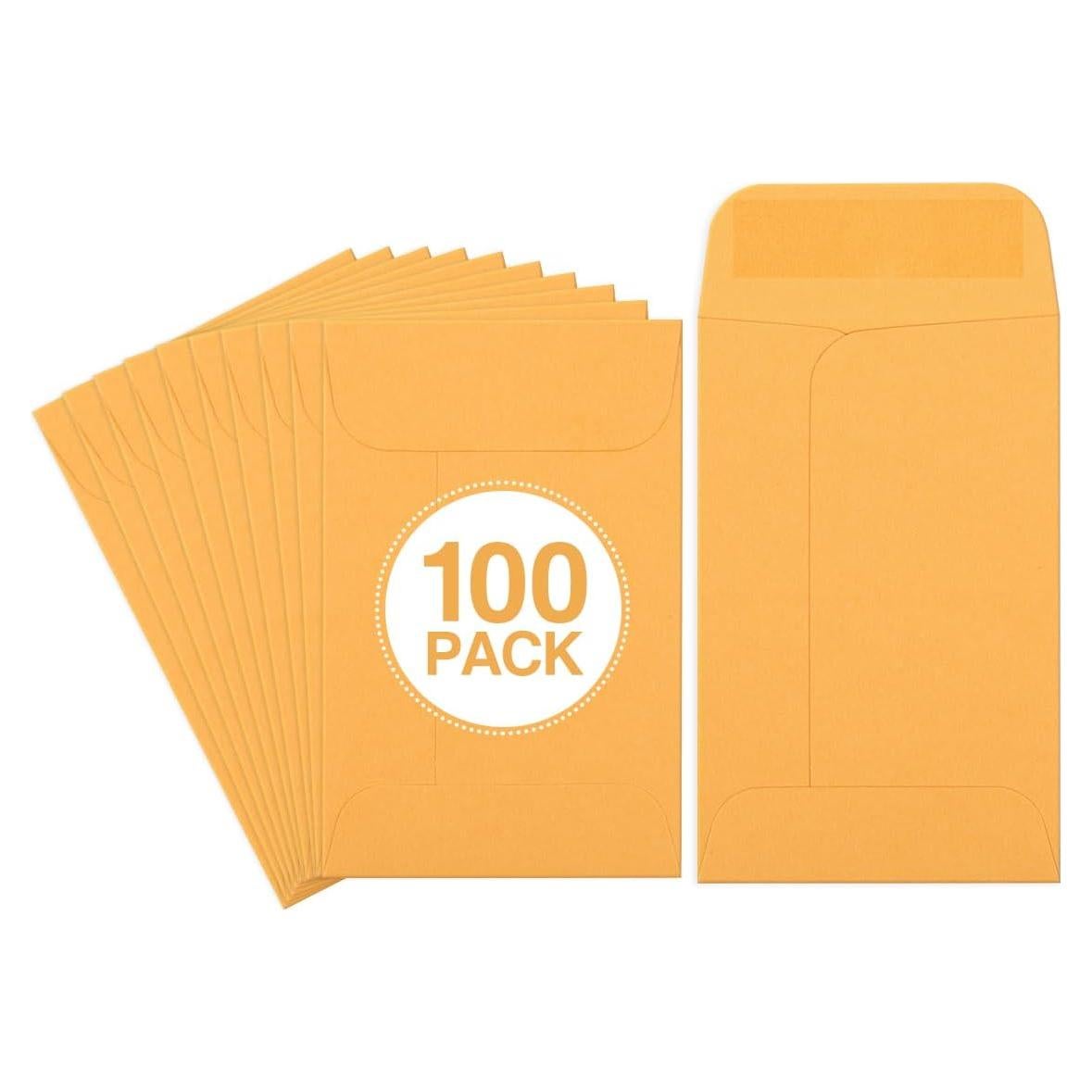 Sobres para Monedas Eupako 100 PCS 5.7x8.9 cm Kraft Gummed