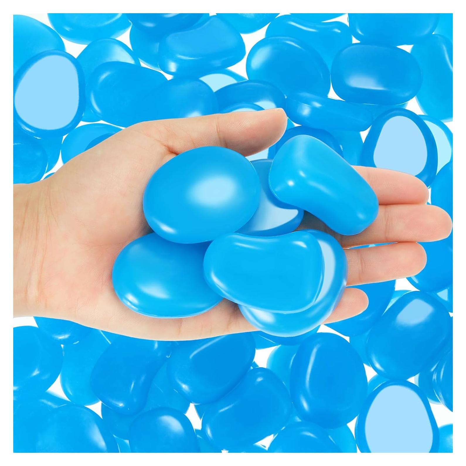 100 Rocas Luminiscentes Azul Oscuro para Acuario 4.57 cm