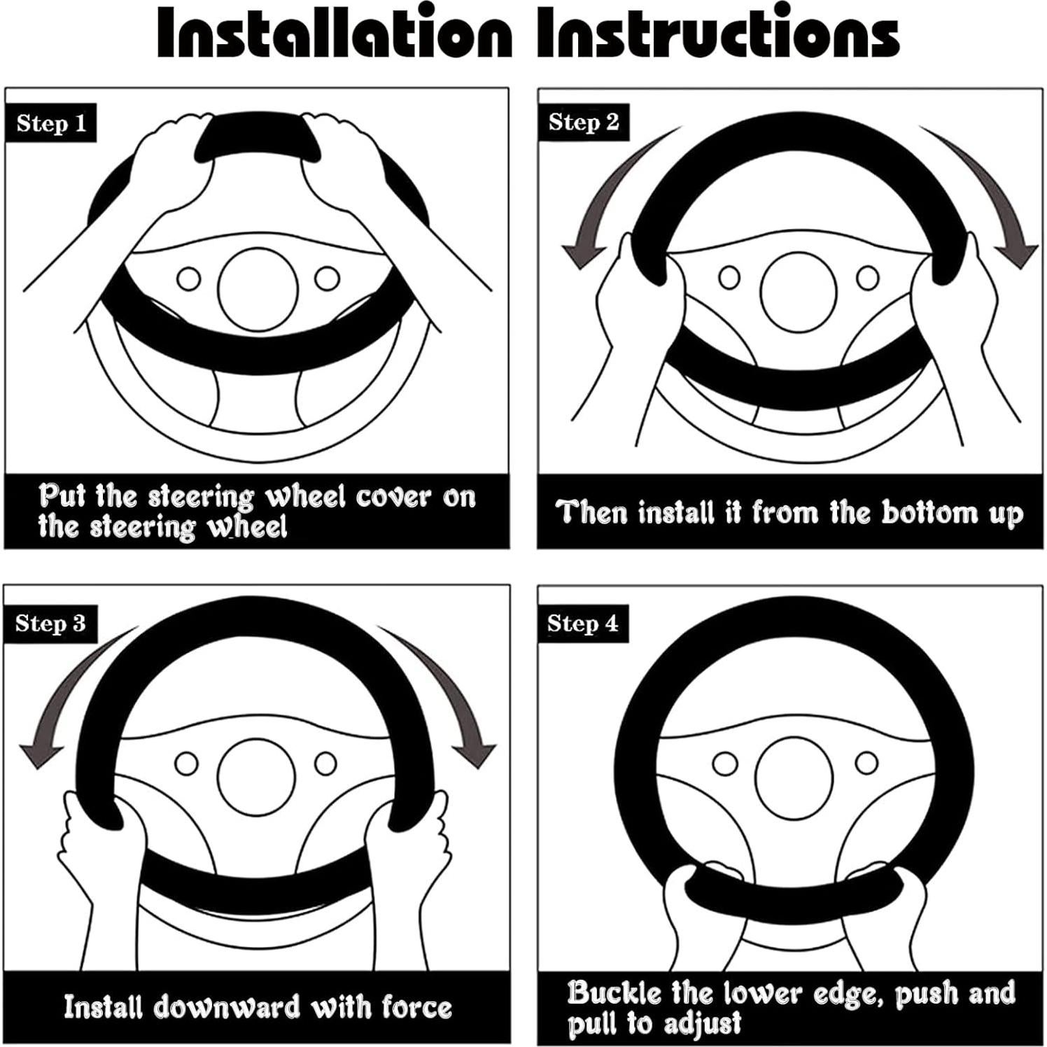 Cubierta de volante esponjosa YUNXNYC 38cm Negro para auto