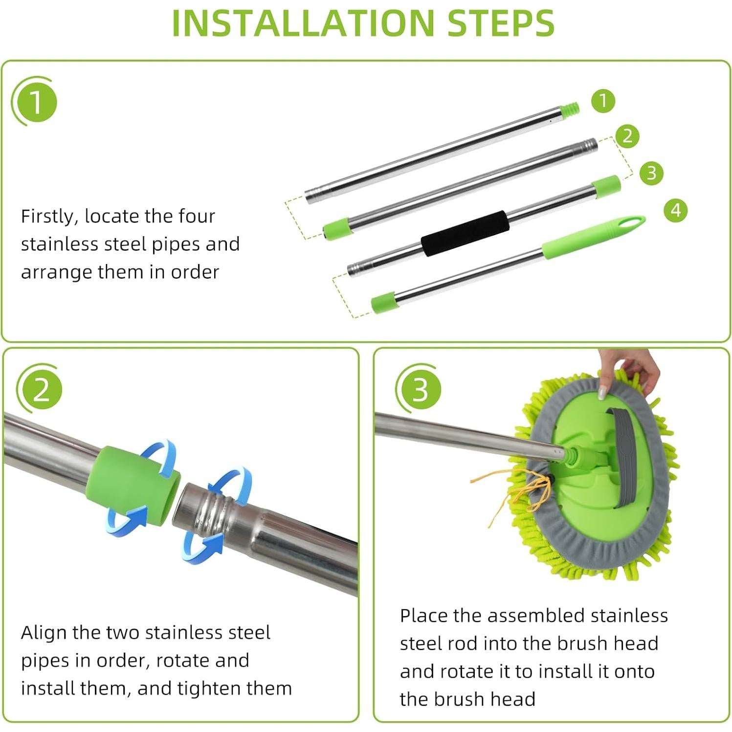 Kit de Cepillo de Lavado de Autos ETOUPA 62" Microfibra Chenille