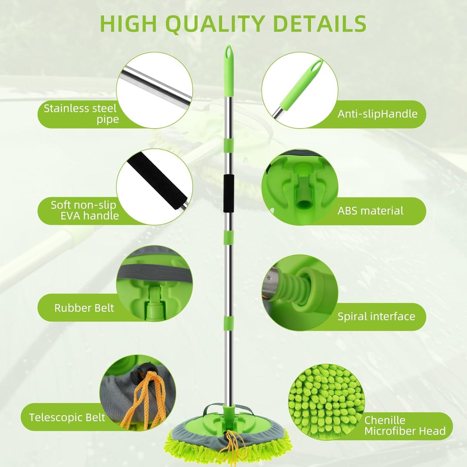 Kit de Cepillo de Lavado de Autos ETOUPA 62" Microfibra Chenille