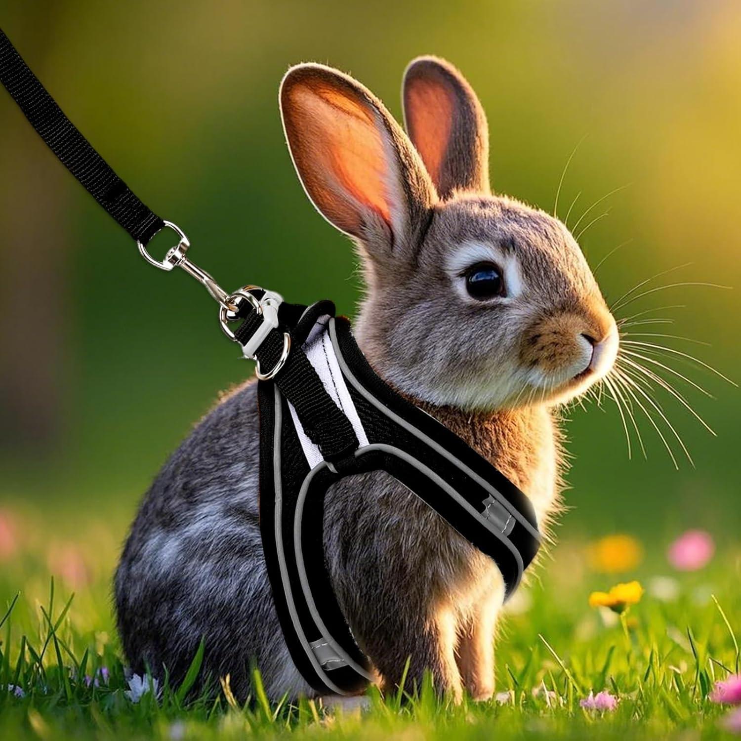 Juego de Arnés y Correa para Conejos PETKNOWS Azul y Negro