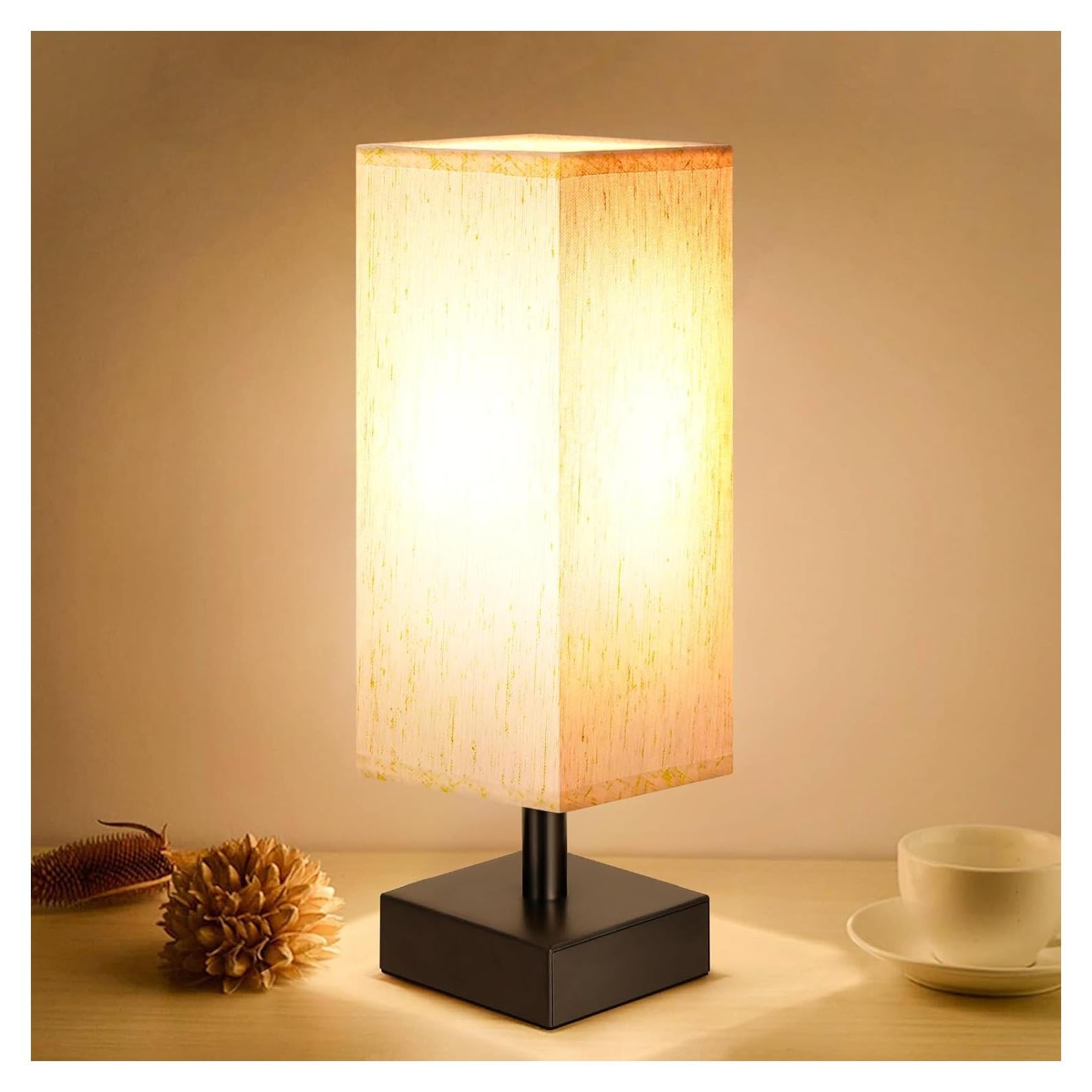 Lámpara de Mesa Aooshine Minimalista 33.5 cm Crema y Negro