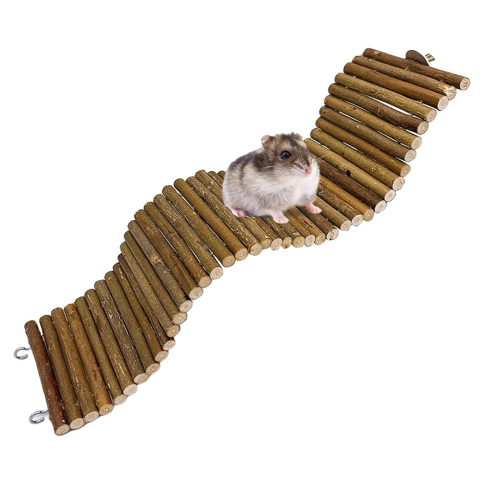 Puente de Madera Natural BLSMU 40x10cm para Hámster y Roedores