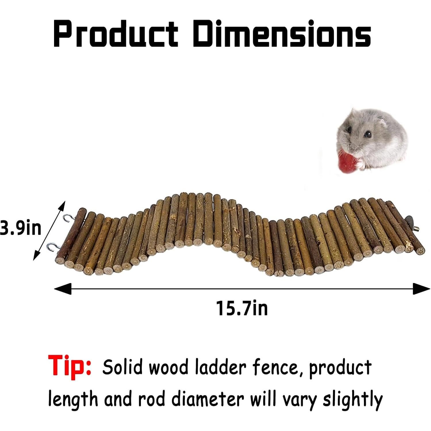 Puente de Madera Natural BLSMU 40x10cm para Hámster y Roedores
