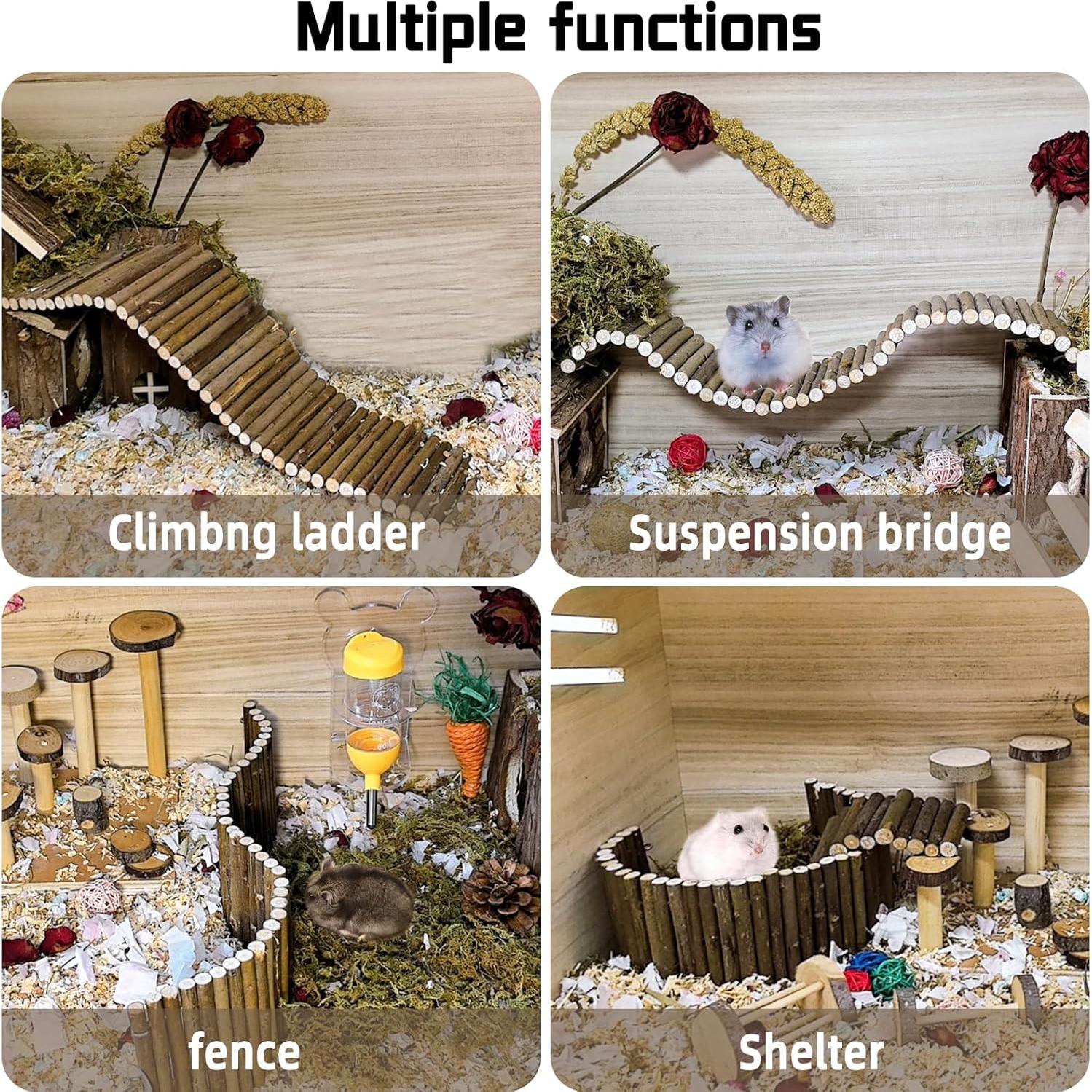 Puente de Madera Natural BLSMU 40x10cm para Hámster y Roedores