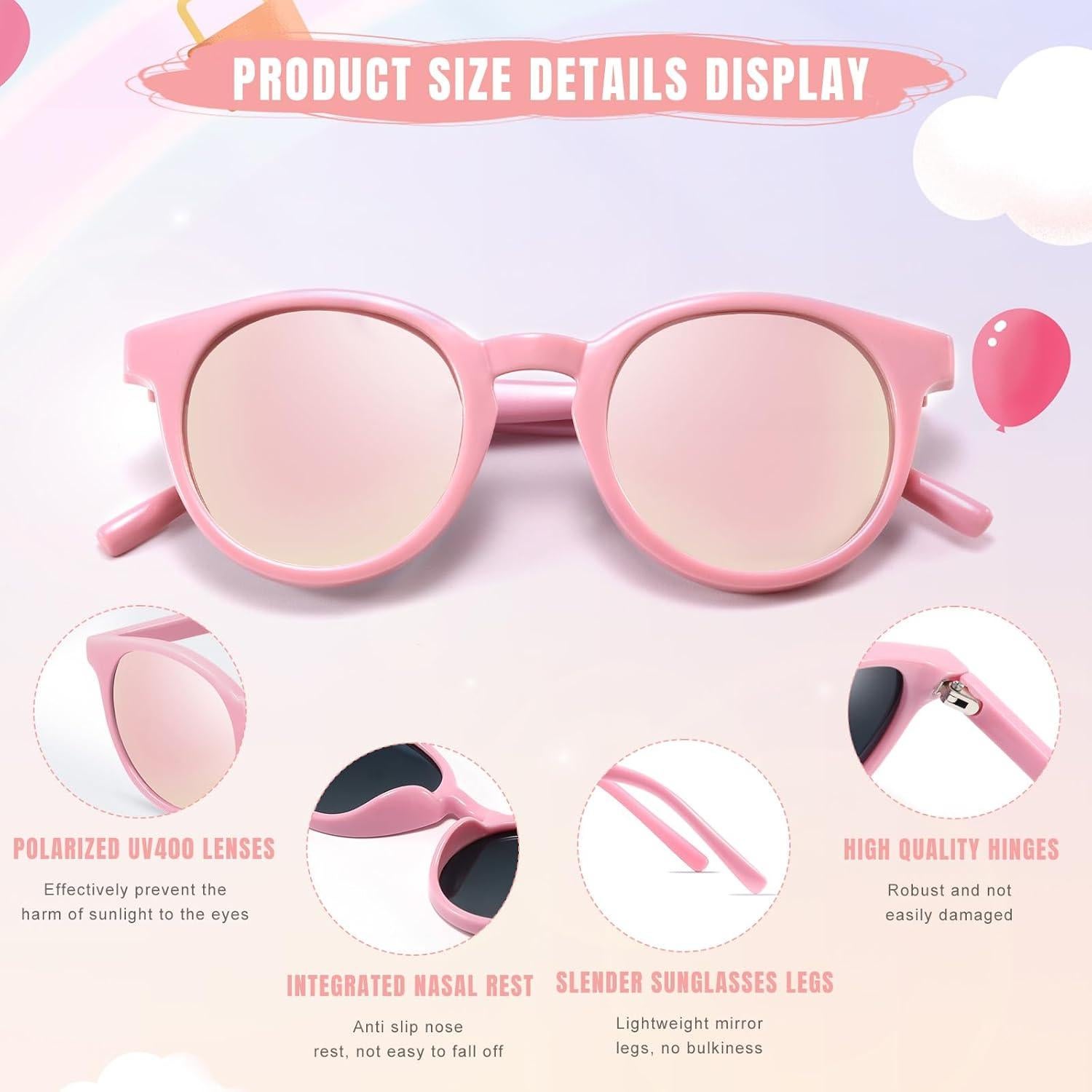 Gafas de Sol Polarizadas para Niños UV400 - A3 Rosa, Té Beige, Negro