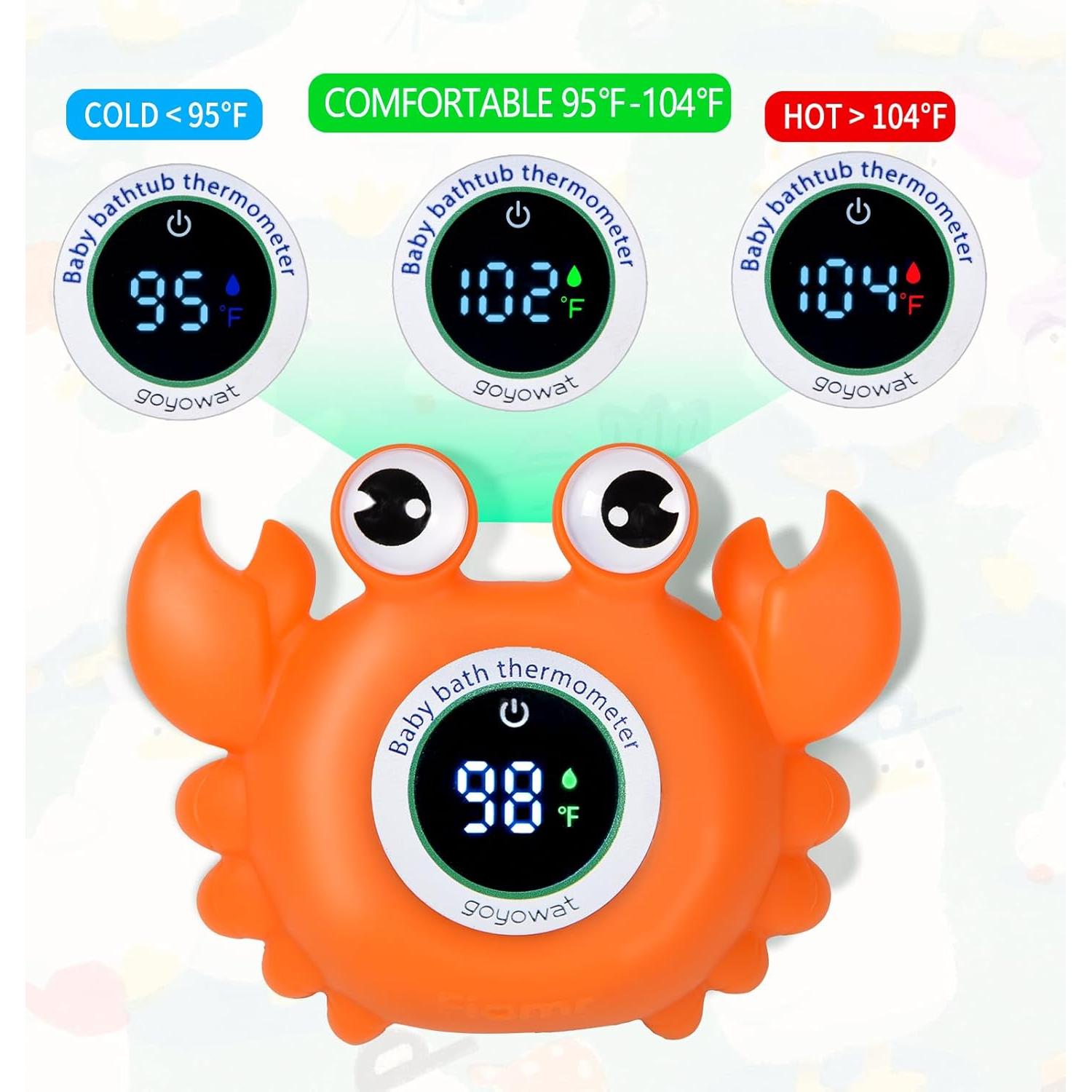 Termómetro de Baño para Bebés GOYOWAT Cangrejo Naranja LED