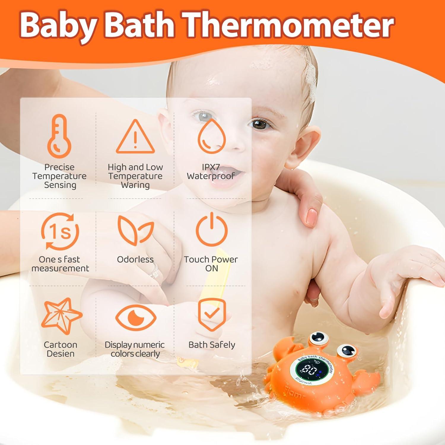 Termómetro de Baño para Bebés GOYOWAT Cangrejo Naranja LED