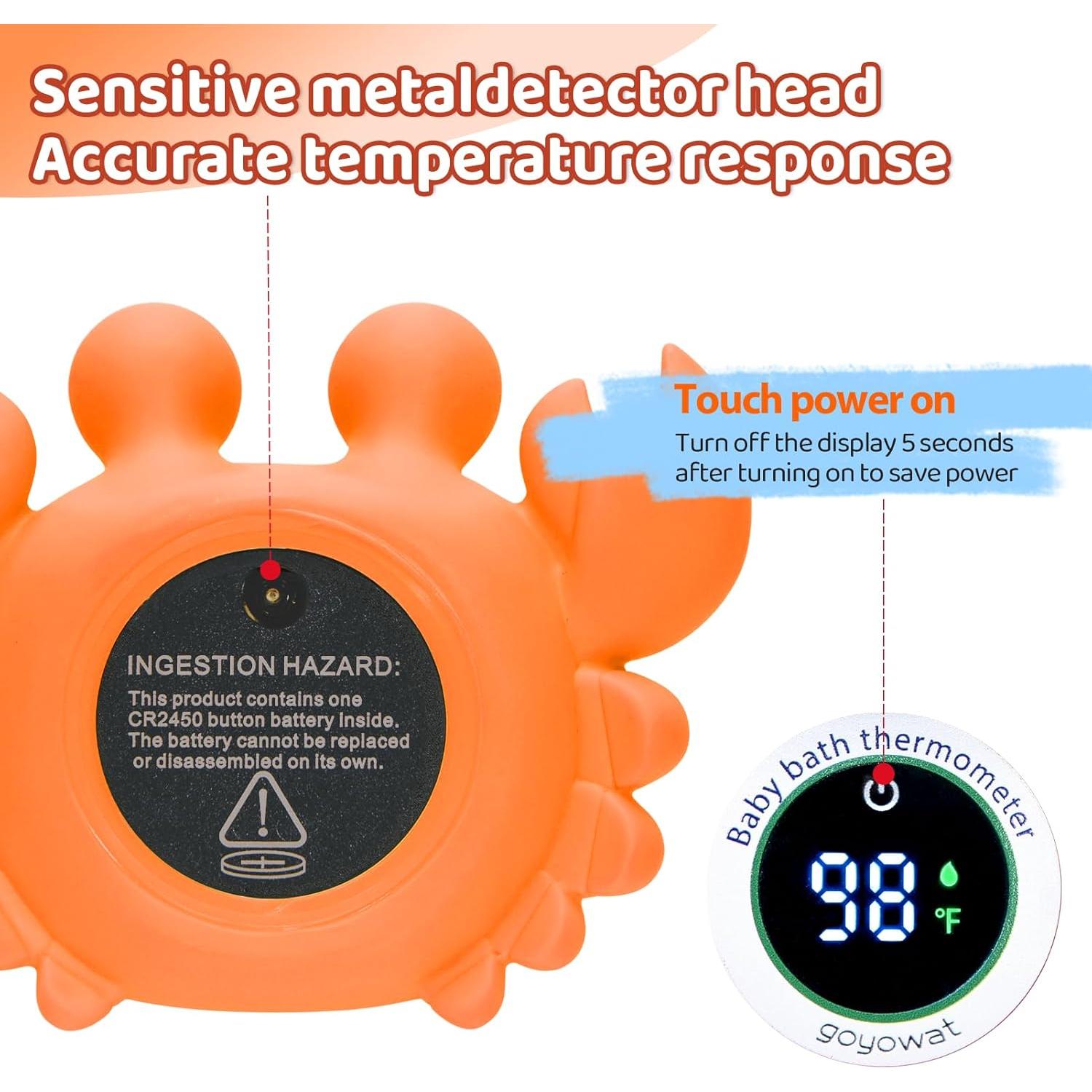 Termómetro de Baño para Bebés GOYOWAT Cangrejo Naranja LED