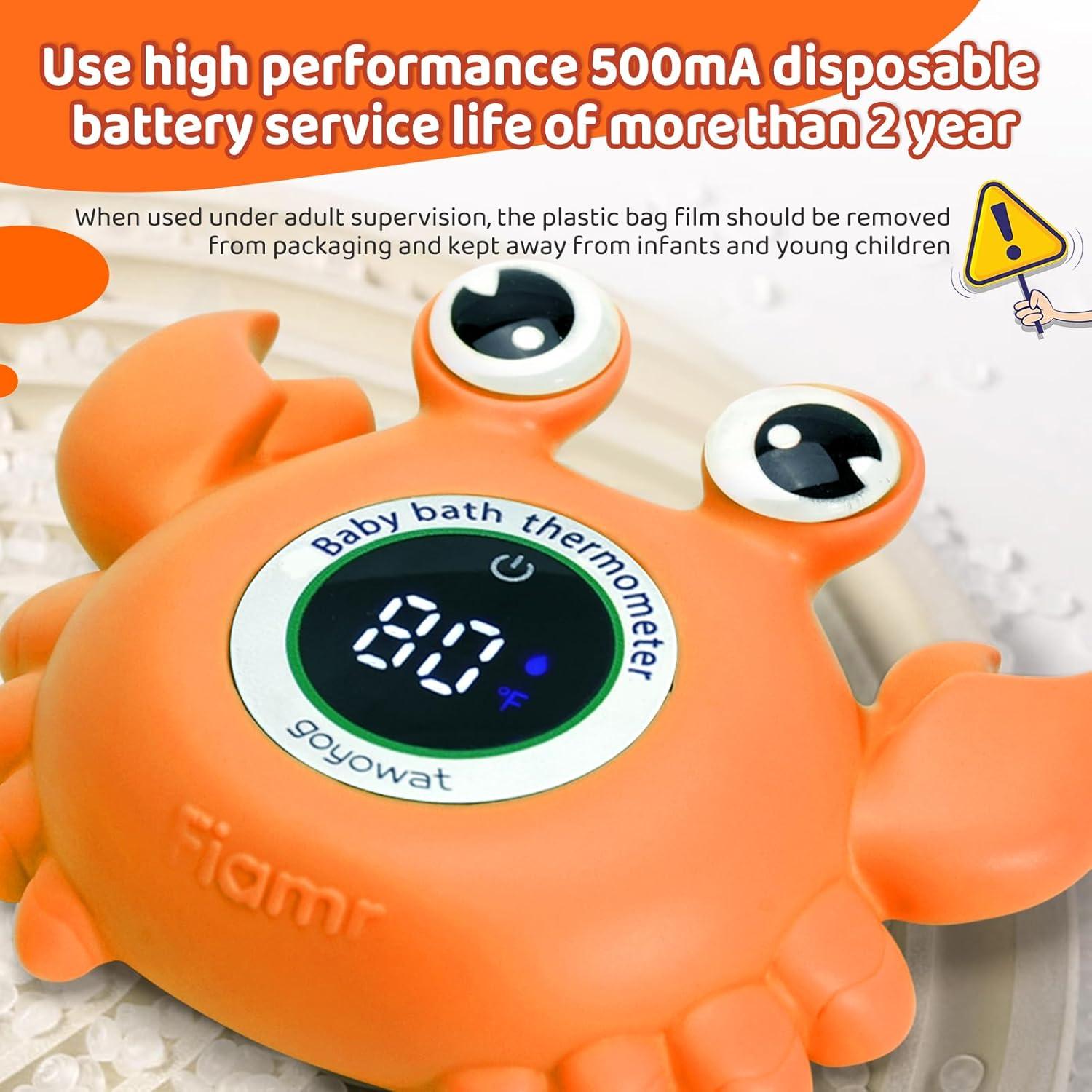 Termómetro de Baño para Bebés GOYOWAT Cangrejo Naranja LED