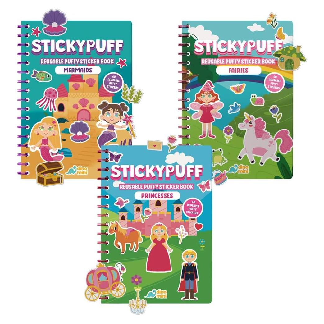 Paquete Stickypuff - 3 Libros de Stickers Esponjosos Reutilizables