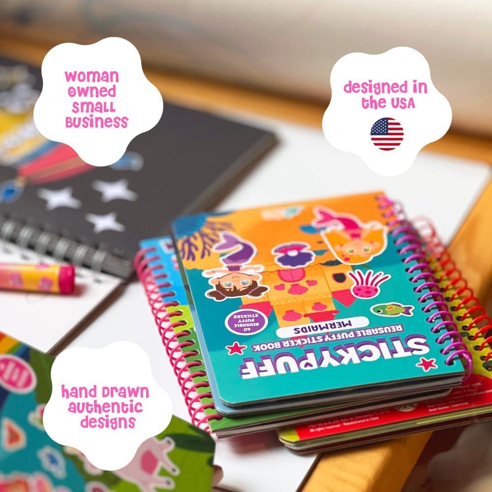 Paquete Stickypuff - 3 Libros de Stickers Esponjosos Reutilizables