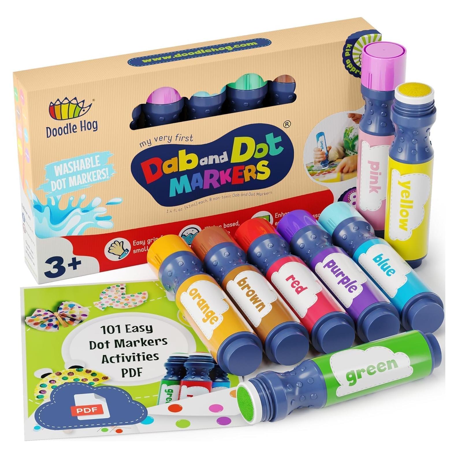Marcadores de Puntos Lavables DOODLE HOG 8 Colores para Niños