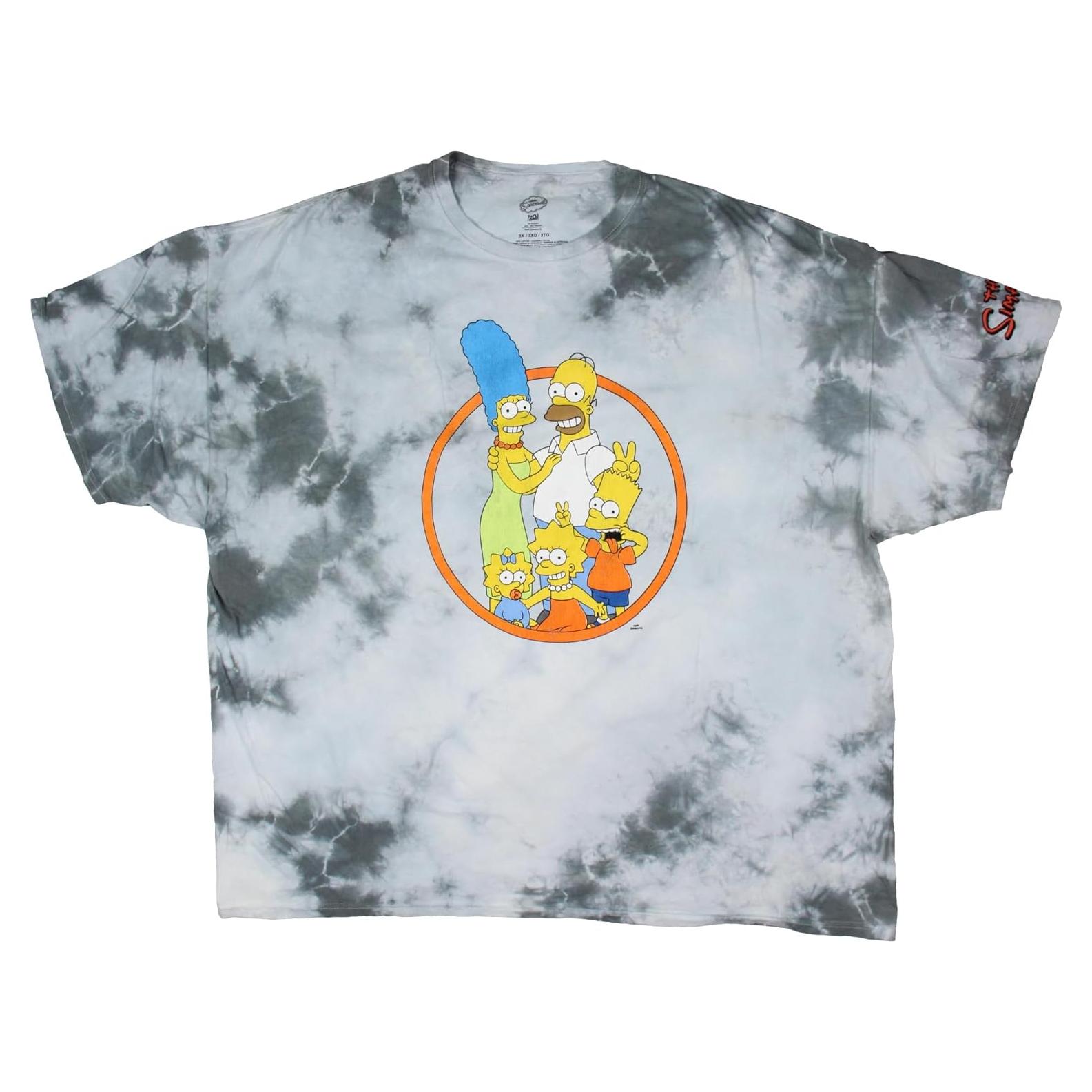 Camiseta gráfica Los Simpsons para hombres 3XL tie-dye gris
