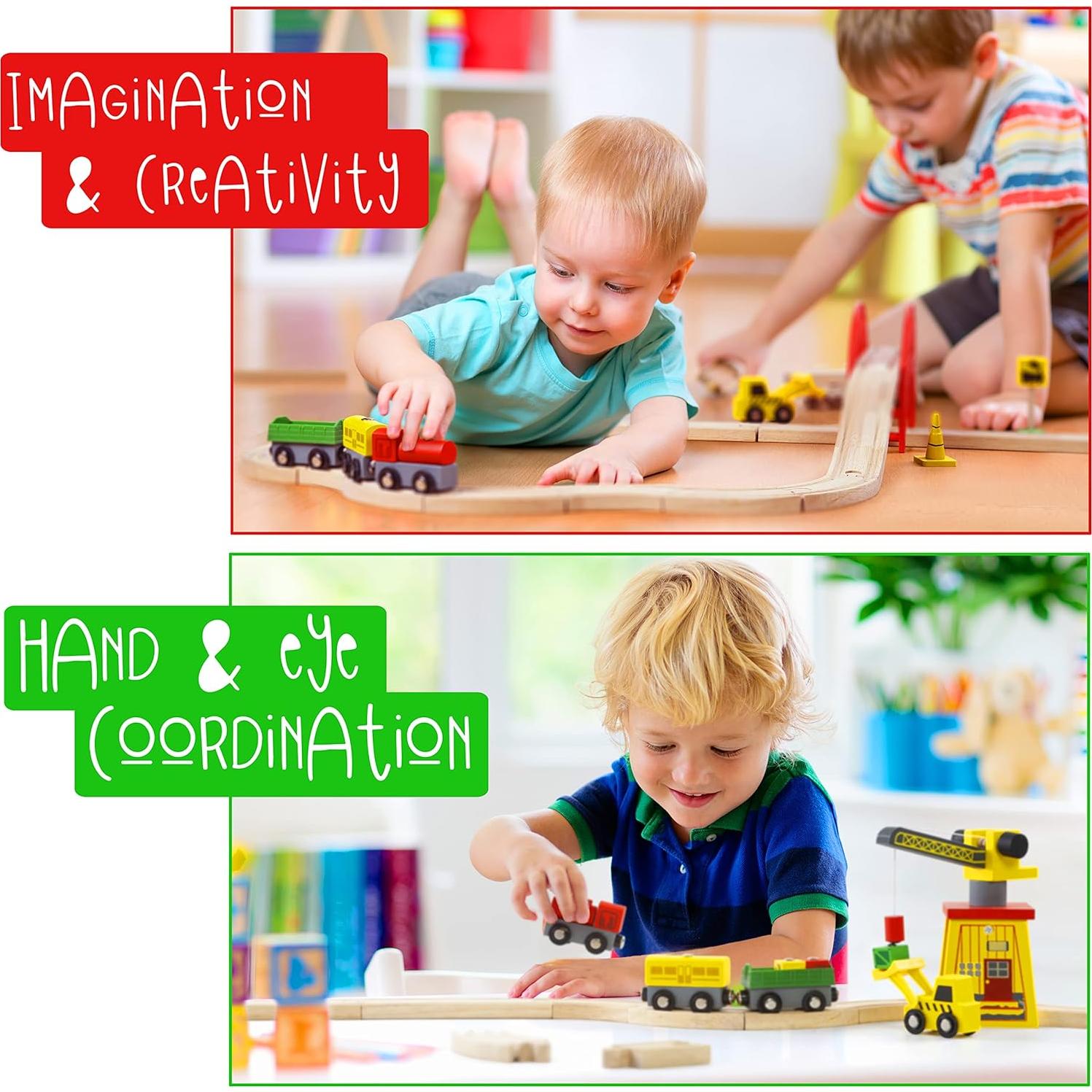 Juego de Tren de Madera KipiPol - 38 Piezas para Niños 3+