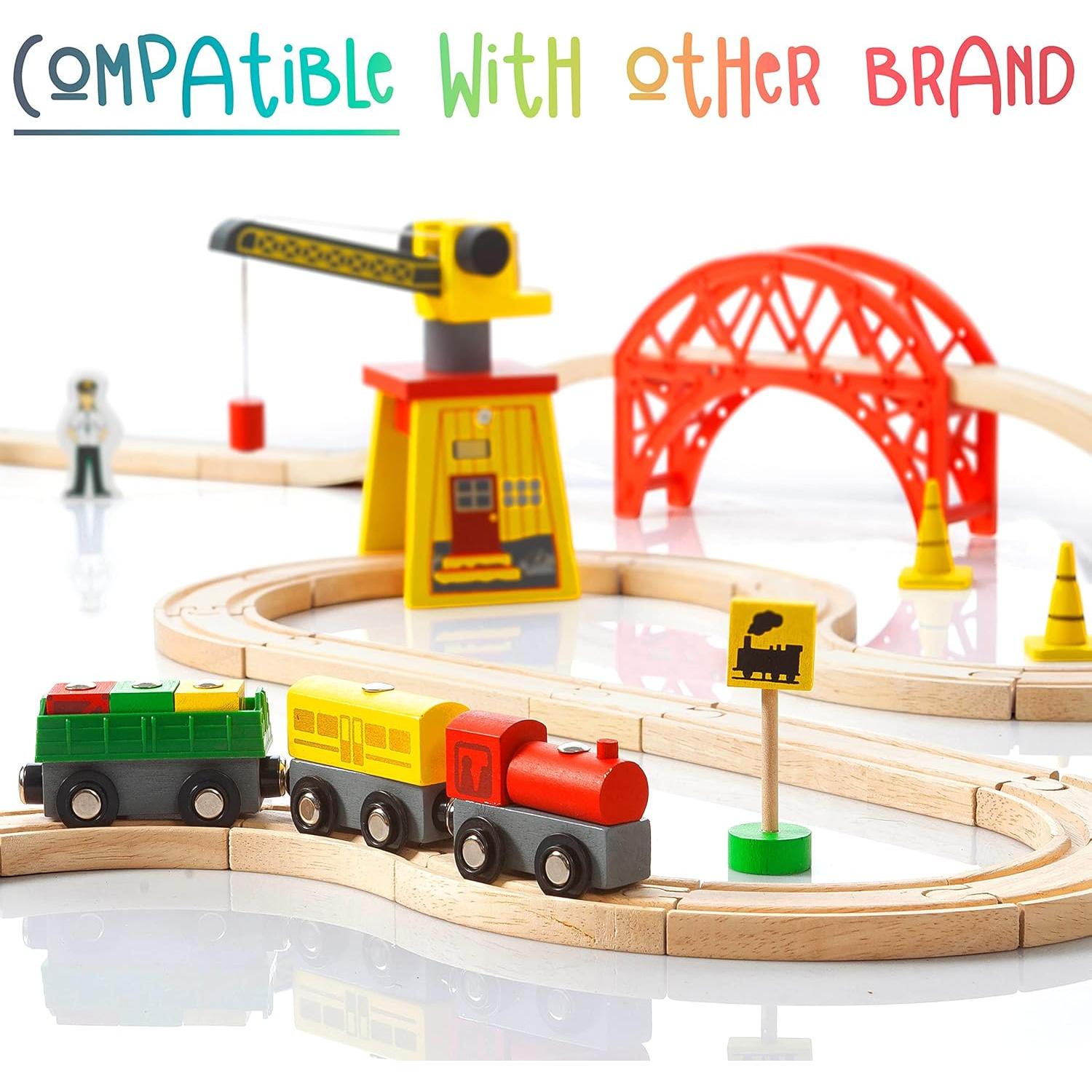 Juego de Tren de Madera KipiPol - 38 Piezas para Niños 3+