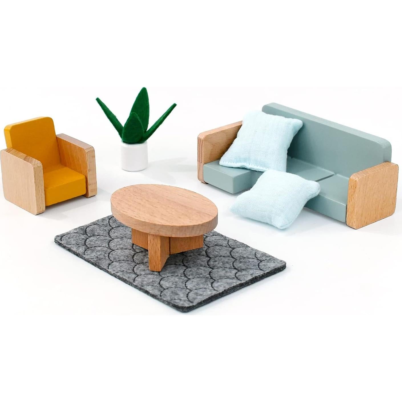 Juego de Muebles de Casa de Muñecas PairPear - 35 Piezas de Madera