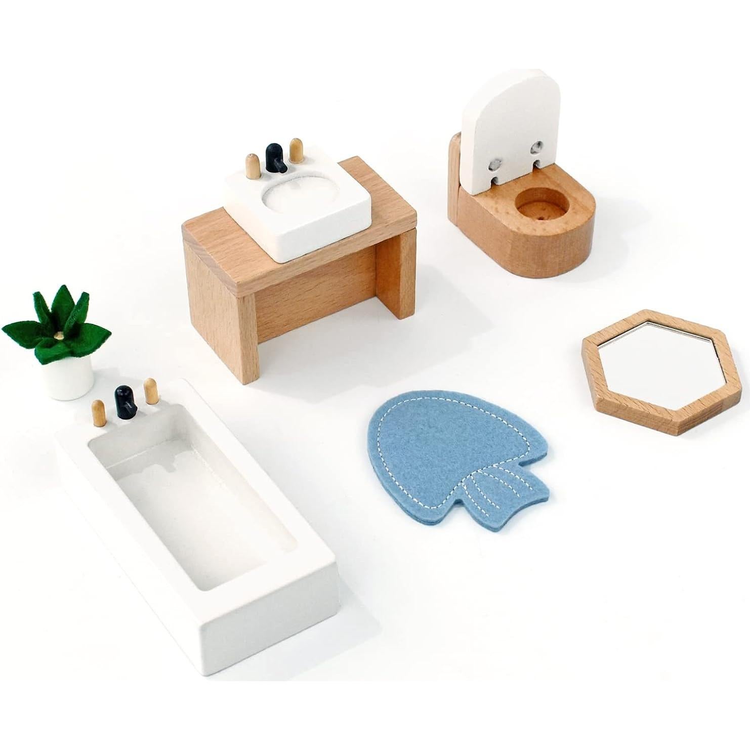 Juego de Muebles de Casa de Muñecas PairPear - 35 Piezas de Madera