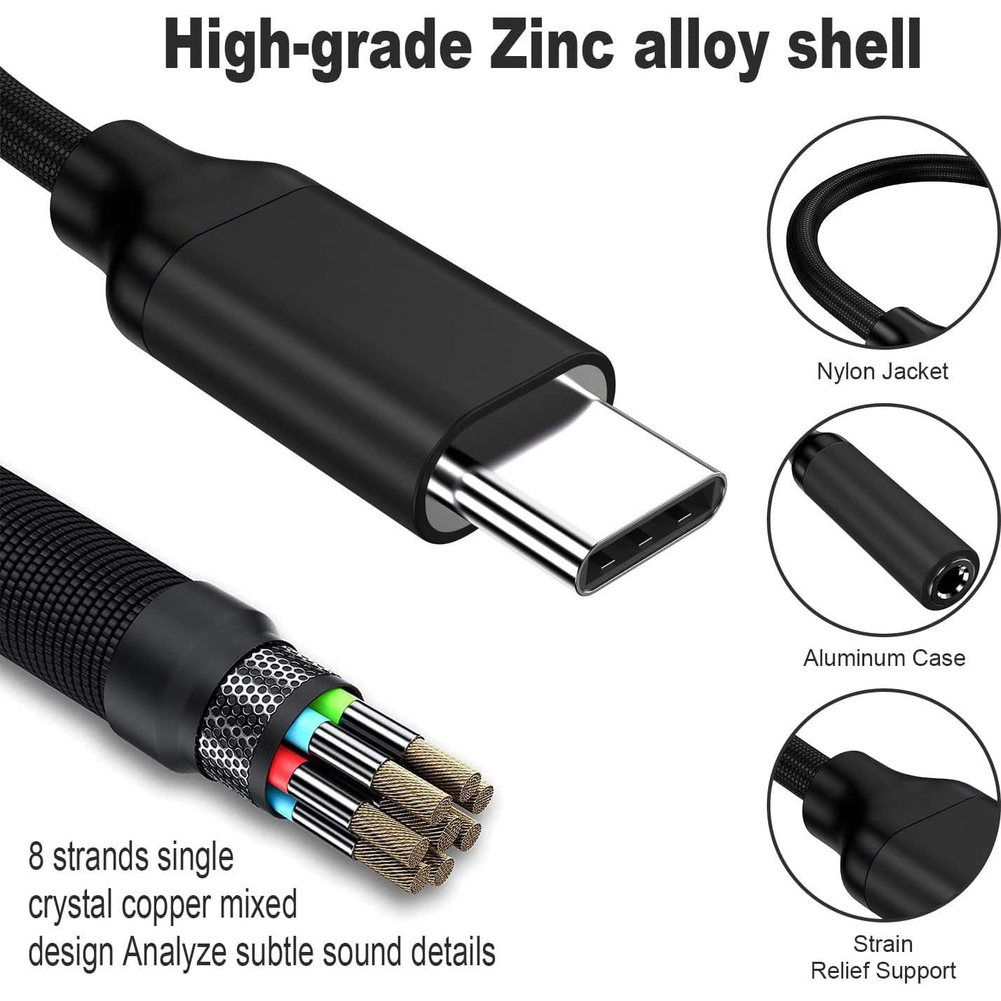 USB Type C to 3.5mm Female Headphone Jack Adapter（Black）, USB C to Aux Audio Dongle Cable Cord Compatible with Pixel 4 3 2 XL, Samsung Galaxy S21 S20 Ultra S20+ Note 20 10 S10 S9 Plus for iPad Pro