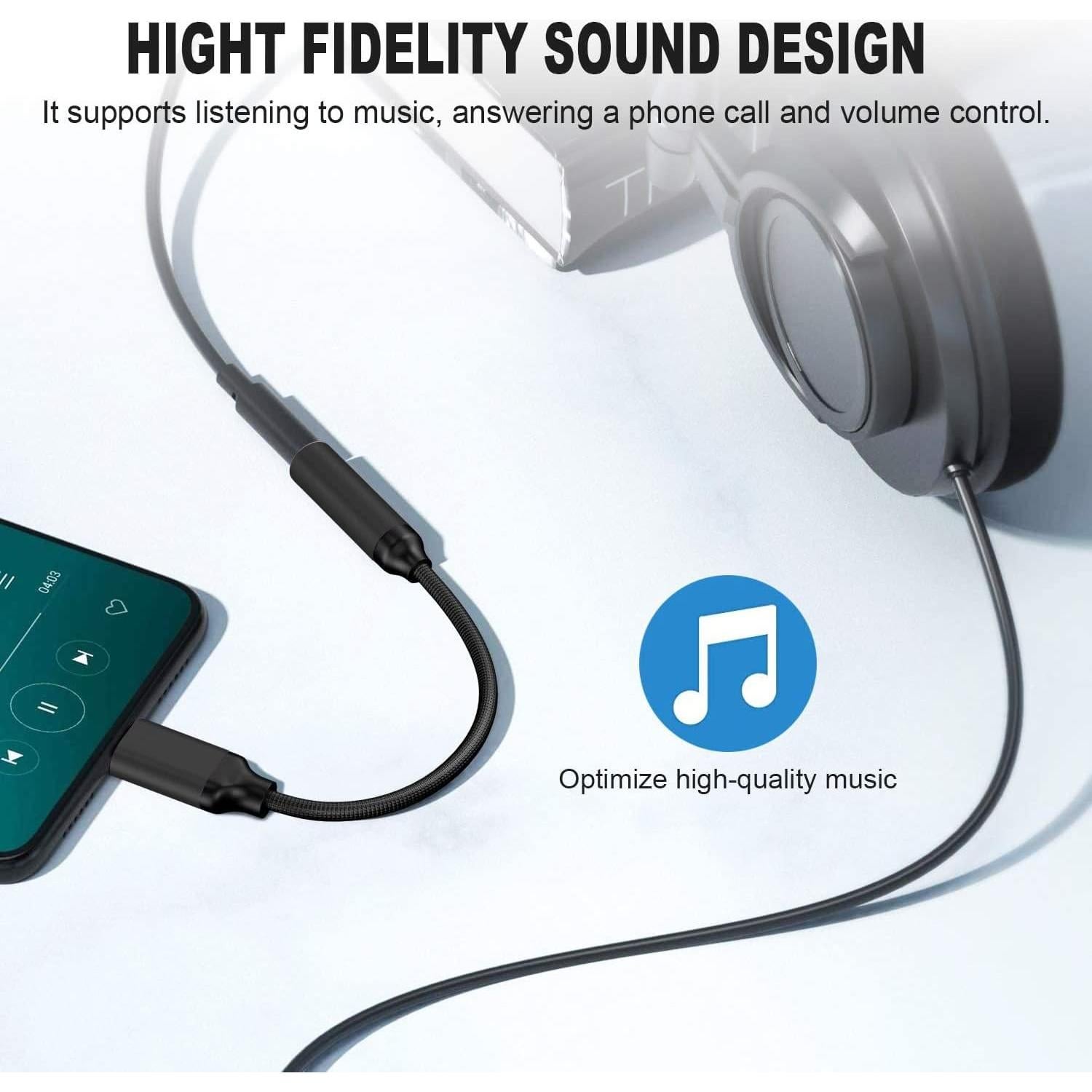 USB Type C to 3.5mm Female Headphone Jack Adapter（Black）, USB C to Aux Audio Dongle Cable Cord Compatible with Pixel 4 3 2 XL, Samsung Galaxy S21 S20 Ultra S20+ Note 20 10 S10 S9 Plus for iPad Pro