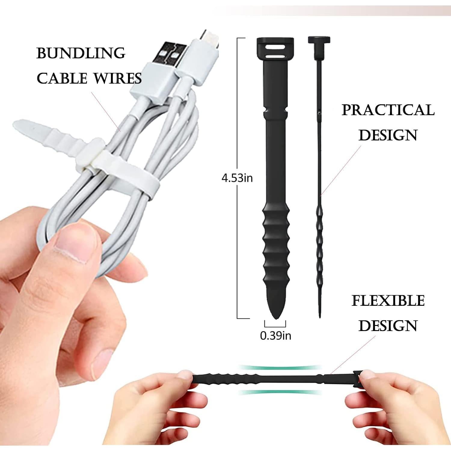 24 Correas de Cable Reutilizables DQDEDIAN 11.43 cm Silicona
