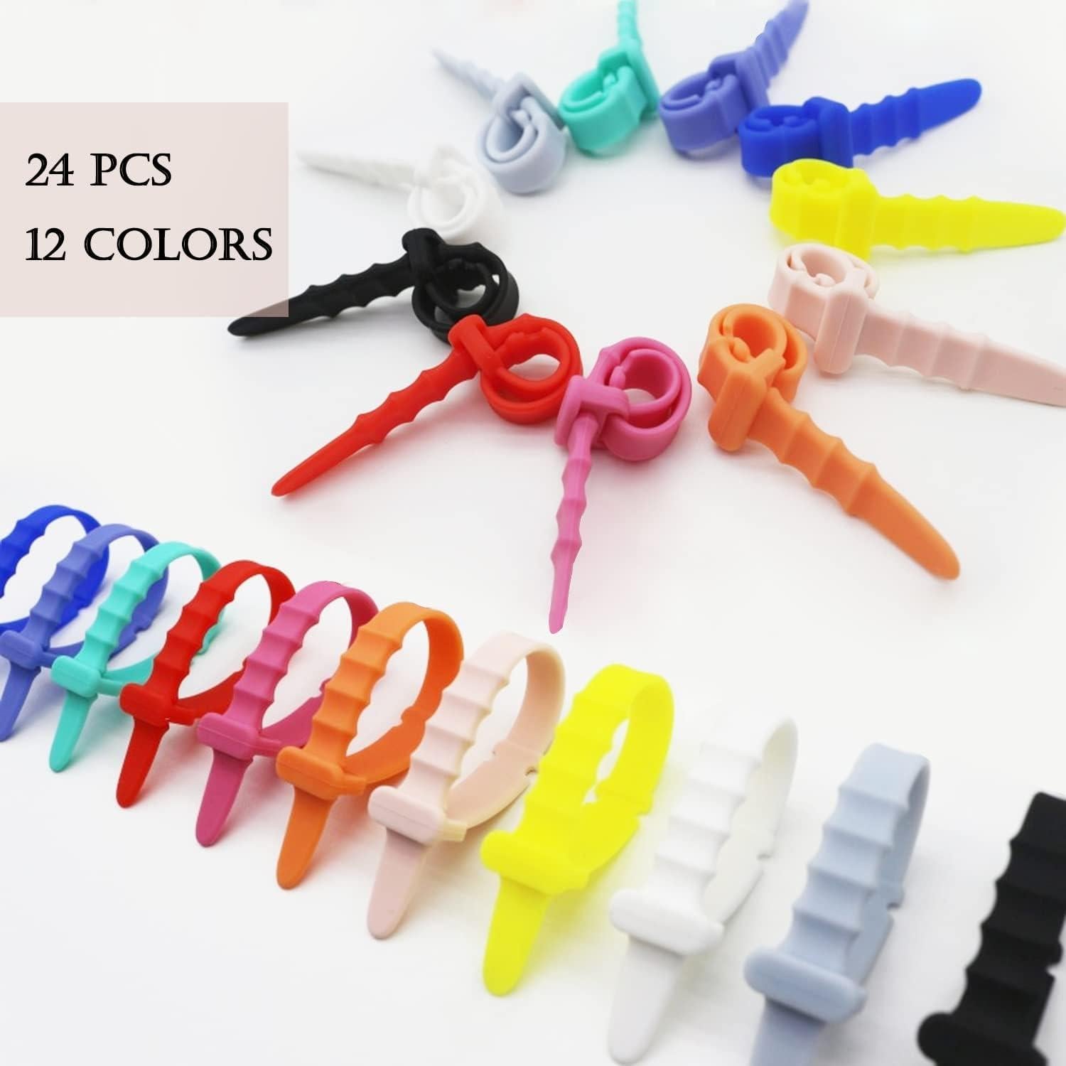 24 Correas de Cable Reutilizables DQDEDIAN 11.43 cm Silicona