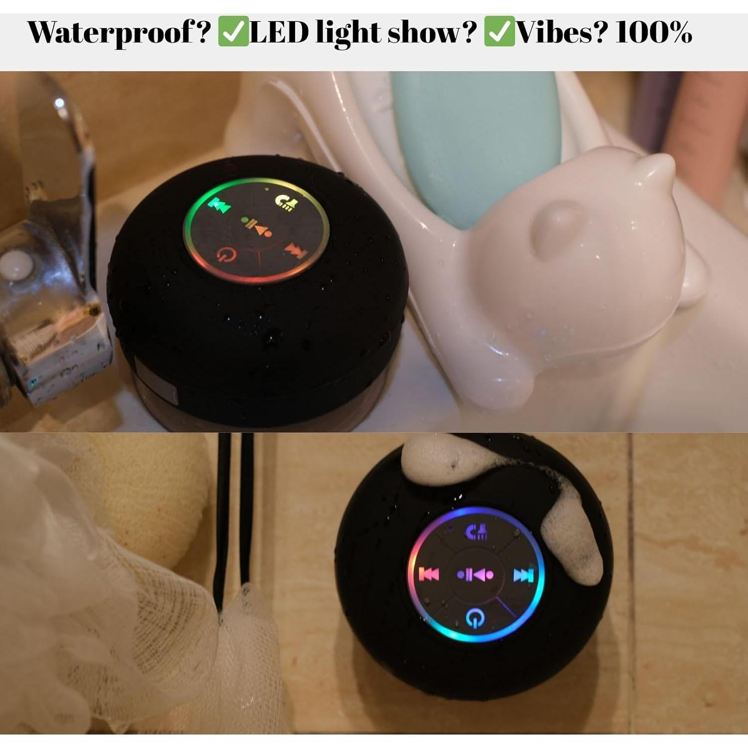 Altavoz Bluetooth Impermeable Luzsco Negro con LED y Ventosa