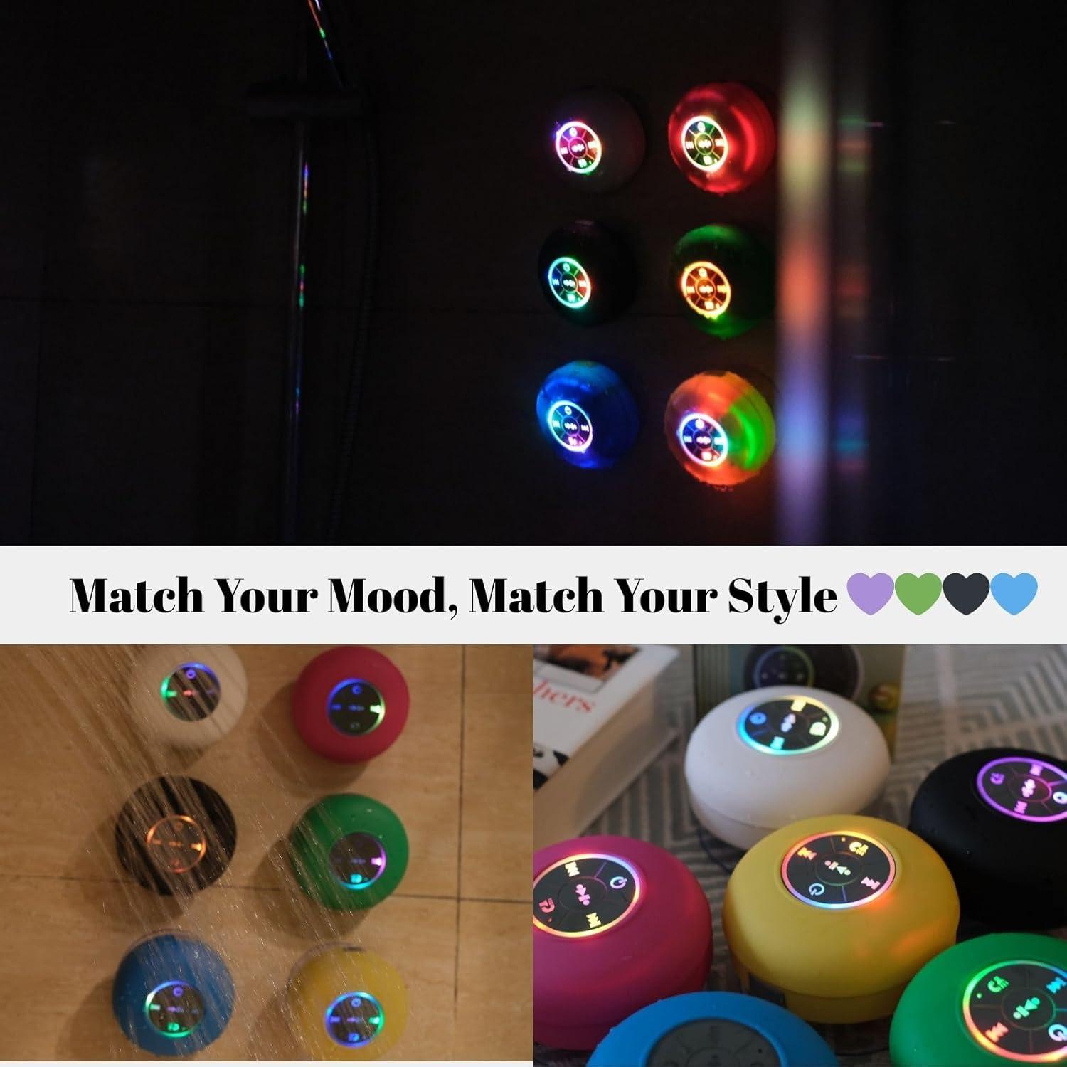 Altavoz Bluetooth Impermeable Luzsco Negro con LED y Ventosa