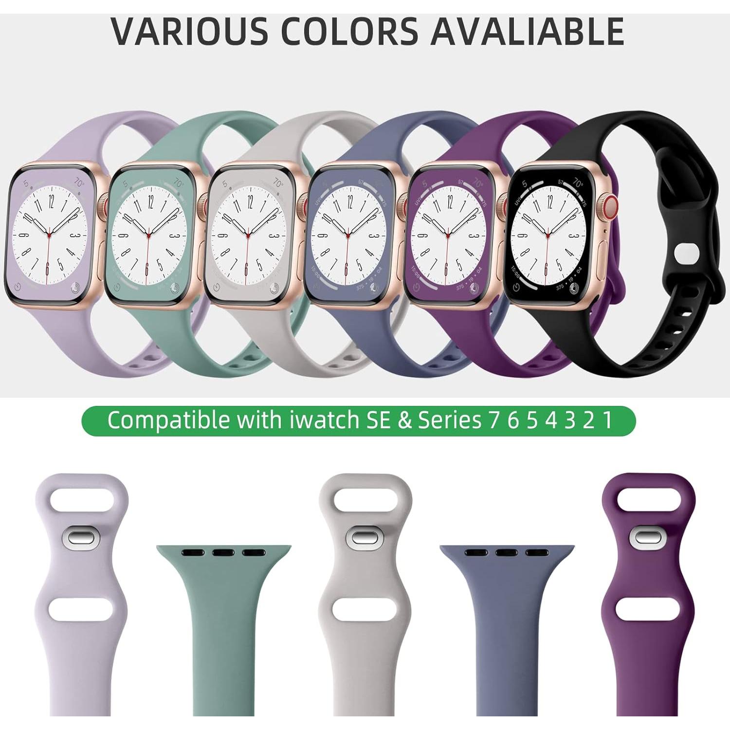 Lerobo 6 Bandas de Silicona Deportivas para Apple Watch 38-49mm