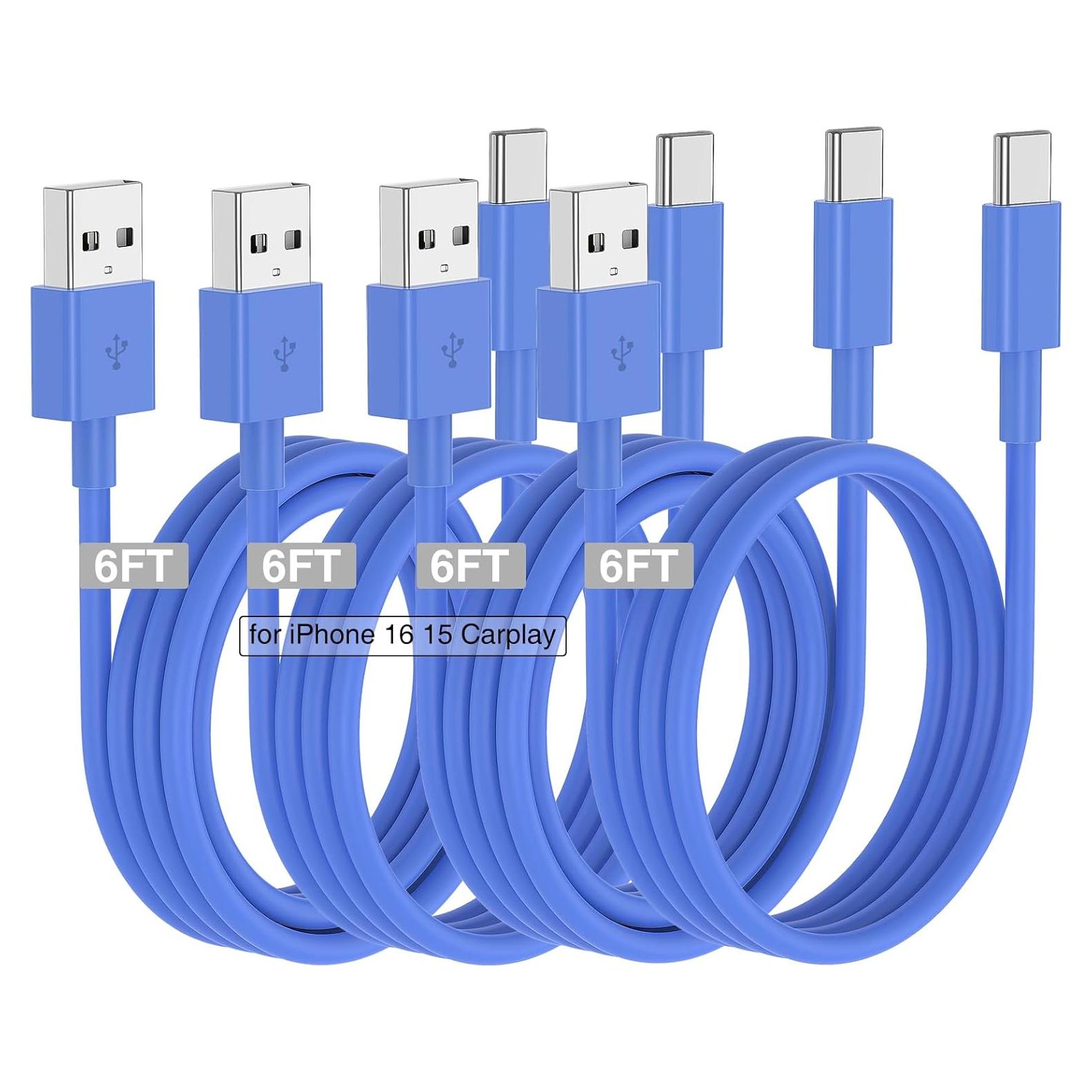 Cable Carplay USB A a USB C Cabepow 6FT para iPhone 15 16