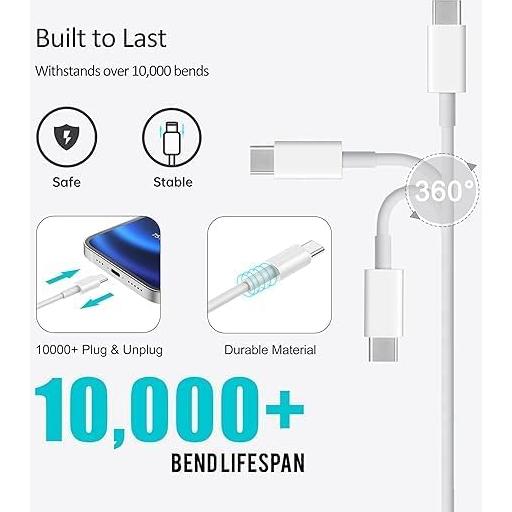 Cable Carplay USB C Cabepow 3/3/6/6FT para iPhone 15 Rosa