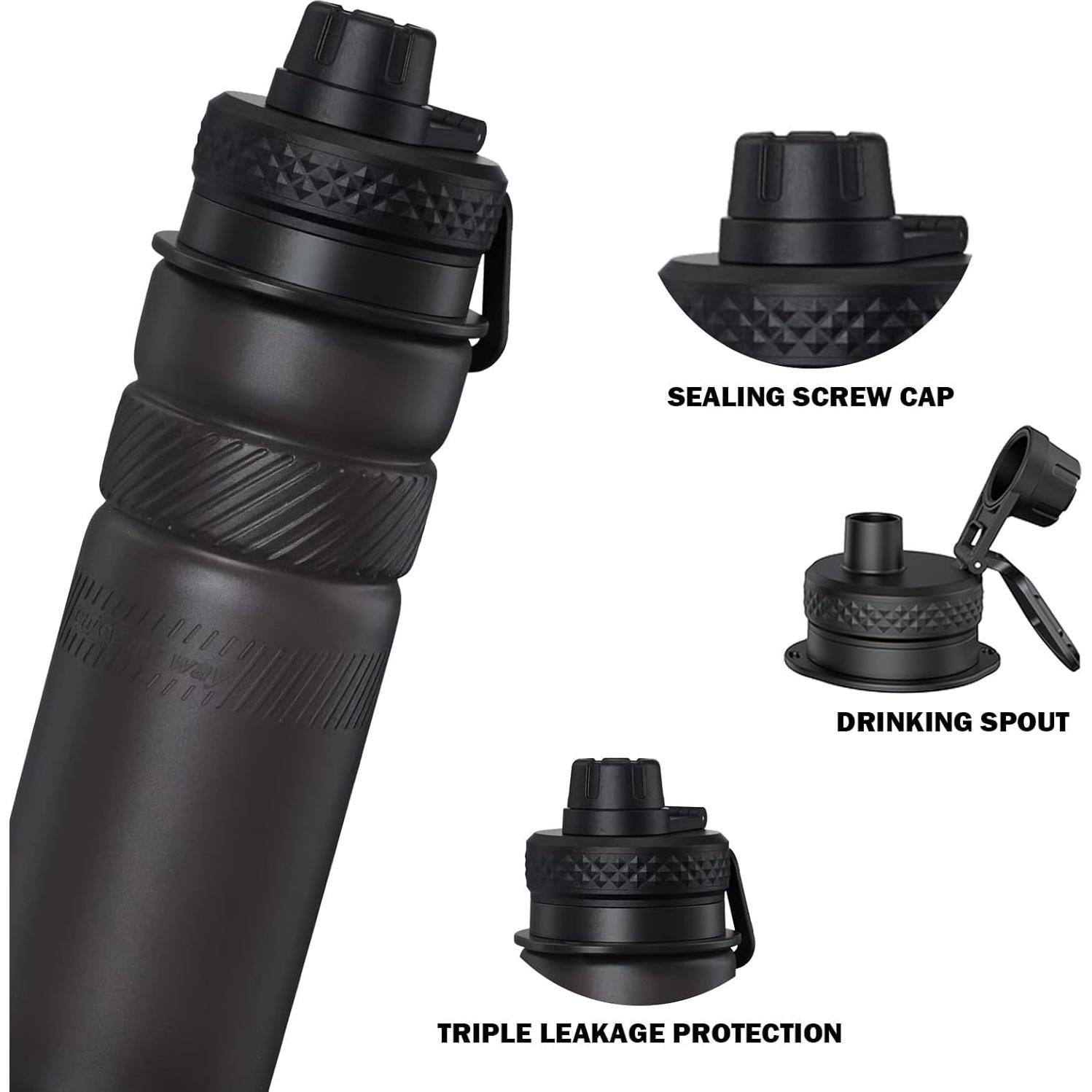 Botella de Agua Plegable Paspring 700ml Silicona Negra