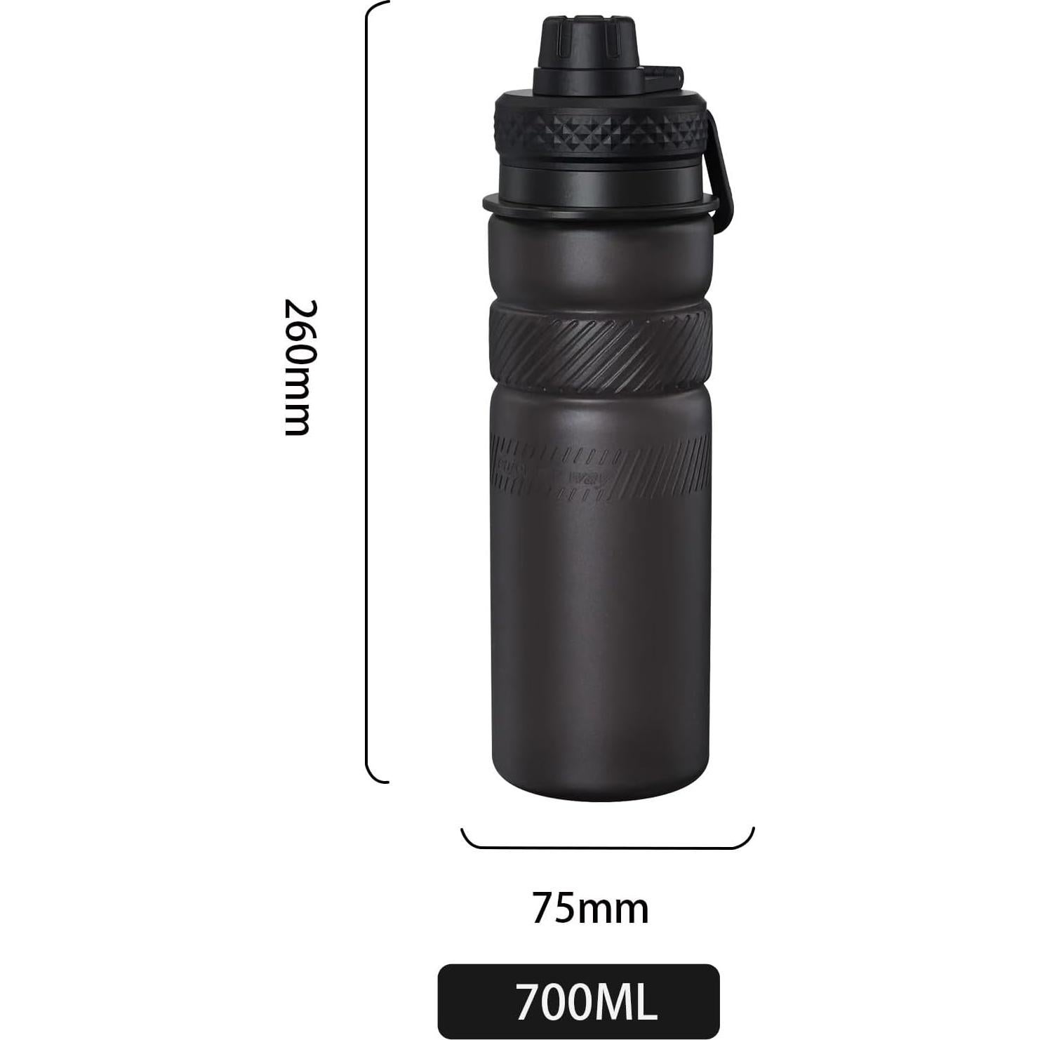 Botella de Agua Plegable Paspring 700ml Silicona Negra