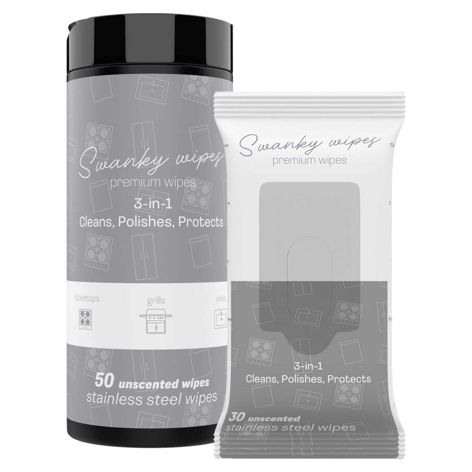 Toallitas Limpiadoras de Acero Inoxidable Swanky - 80 Ct