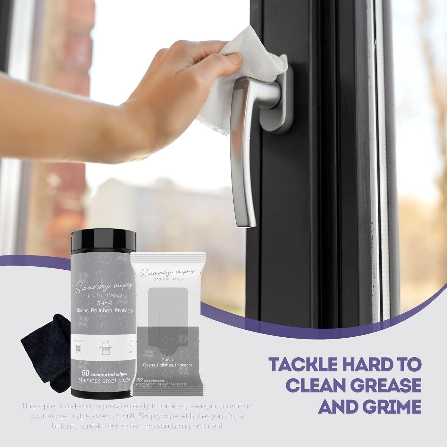 Toallitas Limpiadoras de Acero Inoxidable Swanky - 80 Ct