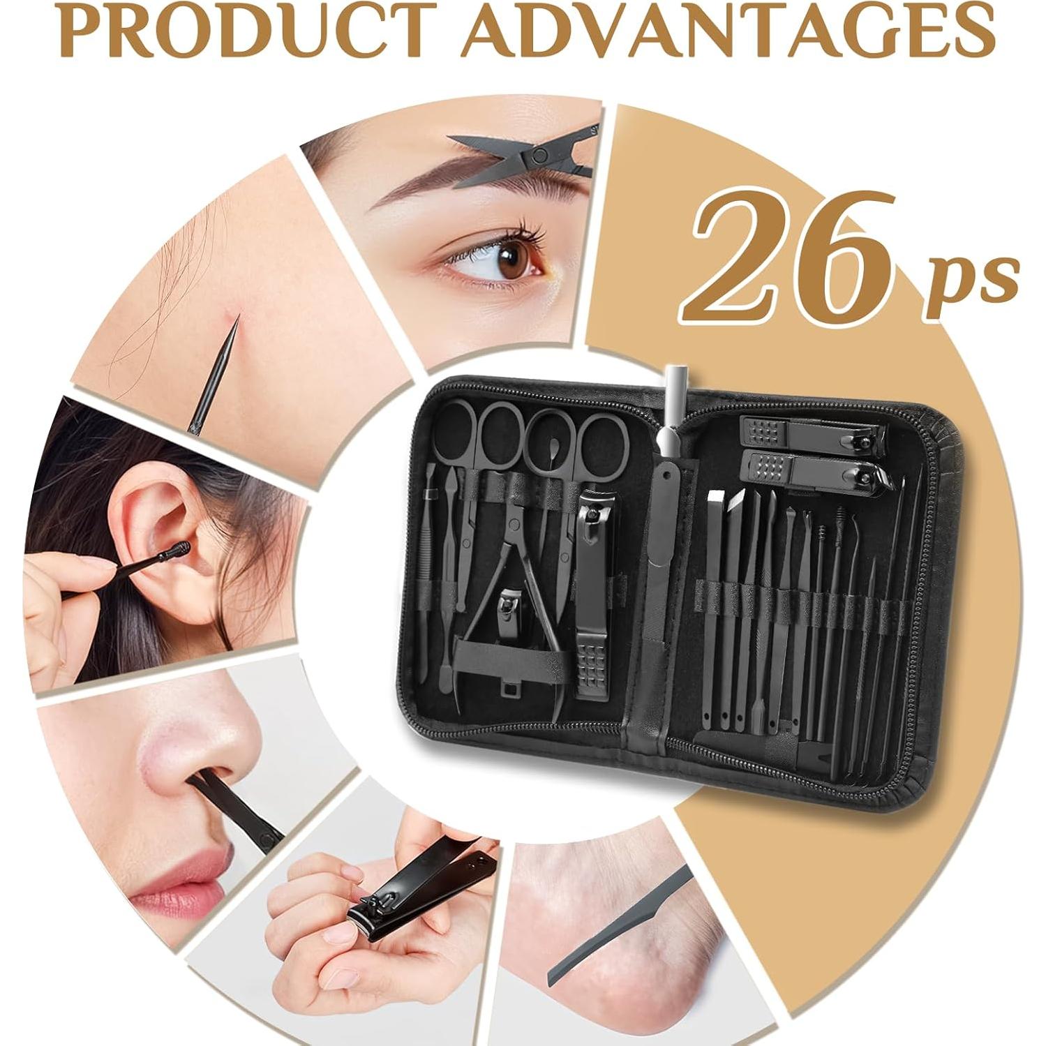 Kit de Manicura Profesional MINKINH - 26 Piezas Acero Inoxidable