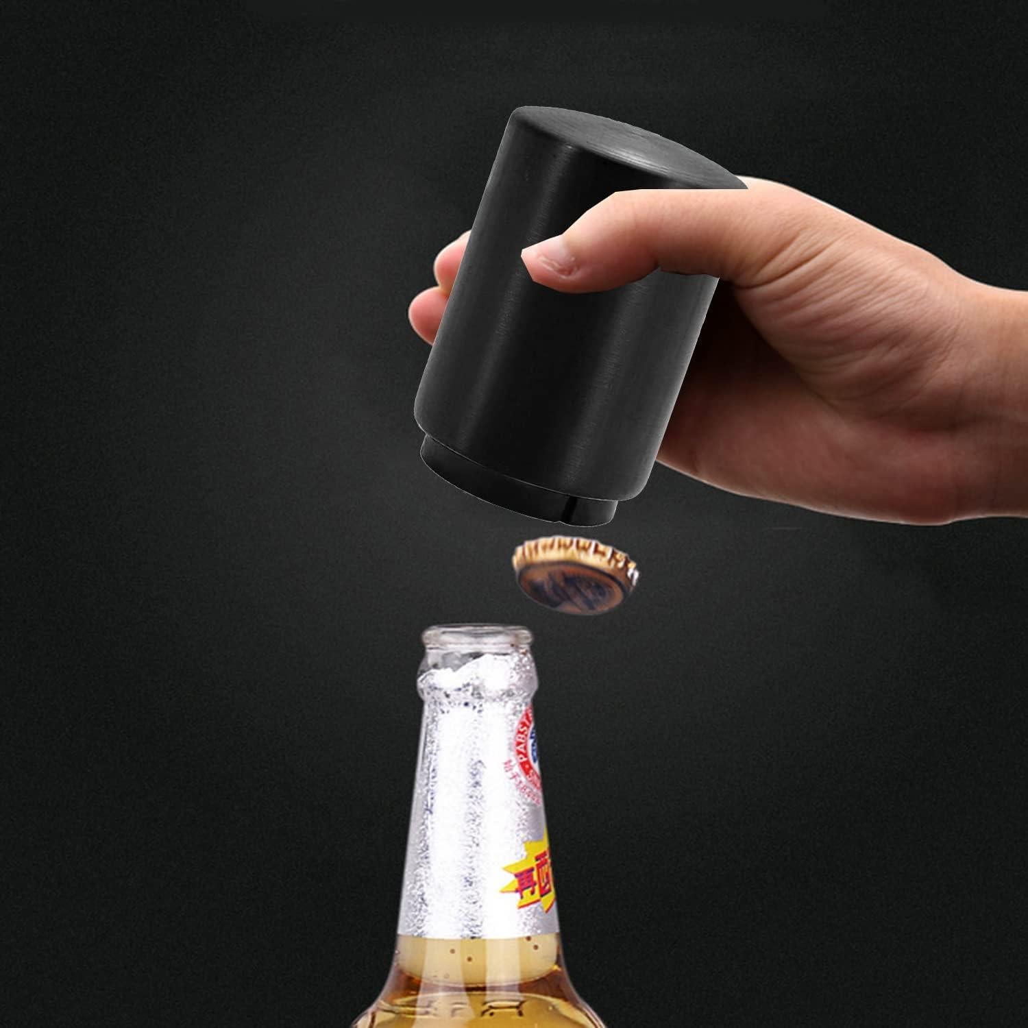 Abrebotellas Automático Acero Inoxidable Magnético Negro