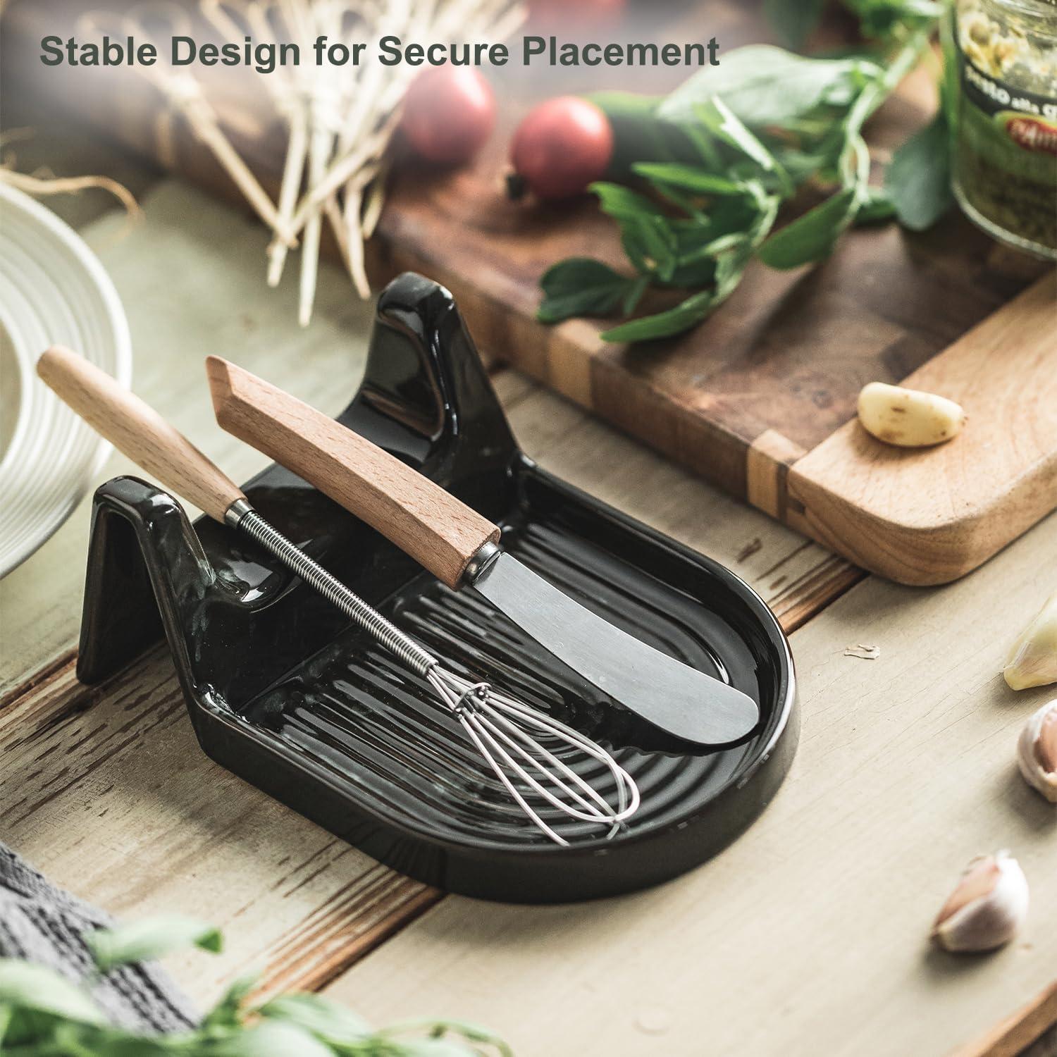 Soporte de Cuchara de Cerámica Cormomu Negro 15.24x11.43 cm