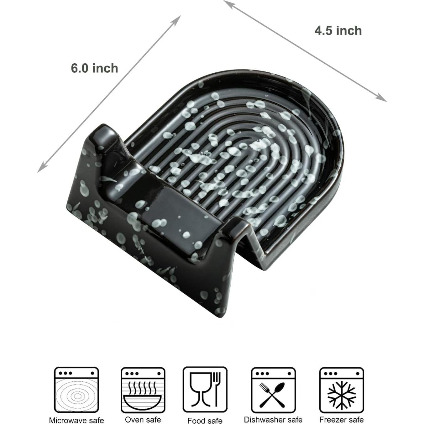 Soporte de Cuchara de Cerámica Cormomu Negro 15.24x11.43 cm