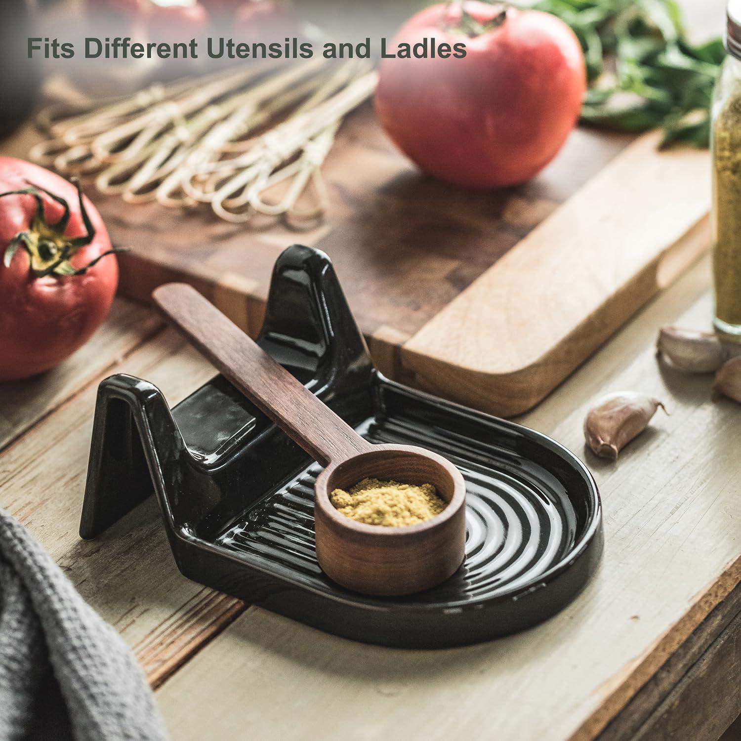 Soporte de Cuchara de Cerámica Cormomu Negro 15.24x11.43 cm