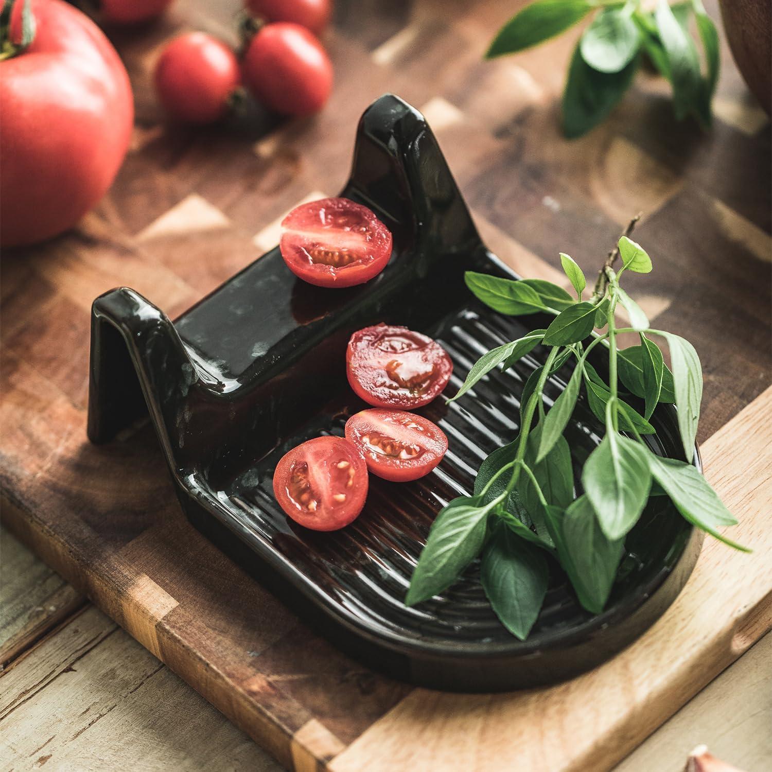 Soporte de Cuchara de Cerámica Cormomu Negro 15.24x11.43 cm